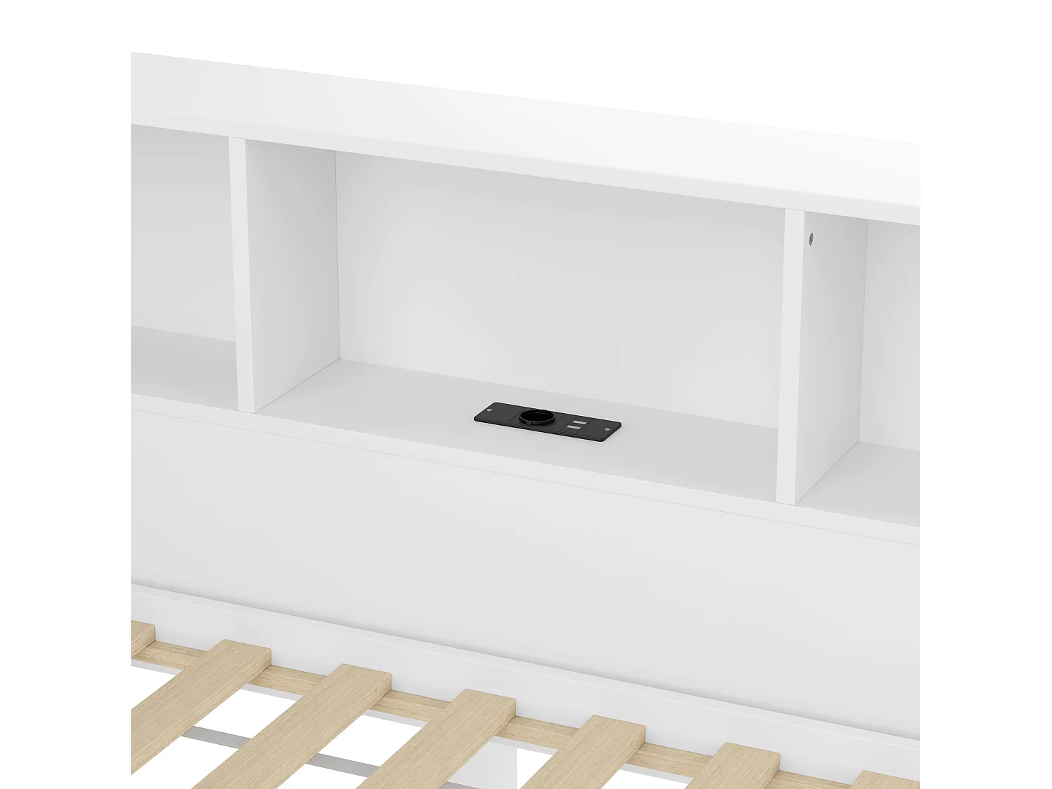 Lit banquette 140x200 cm Lit enfant avec lit gigogne, éclairage LED et prise USB - blanc (sans matelas)