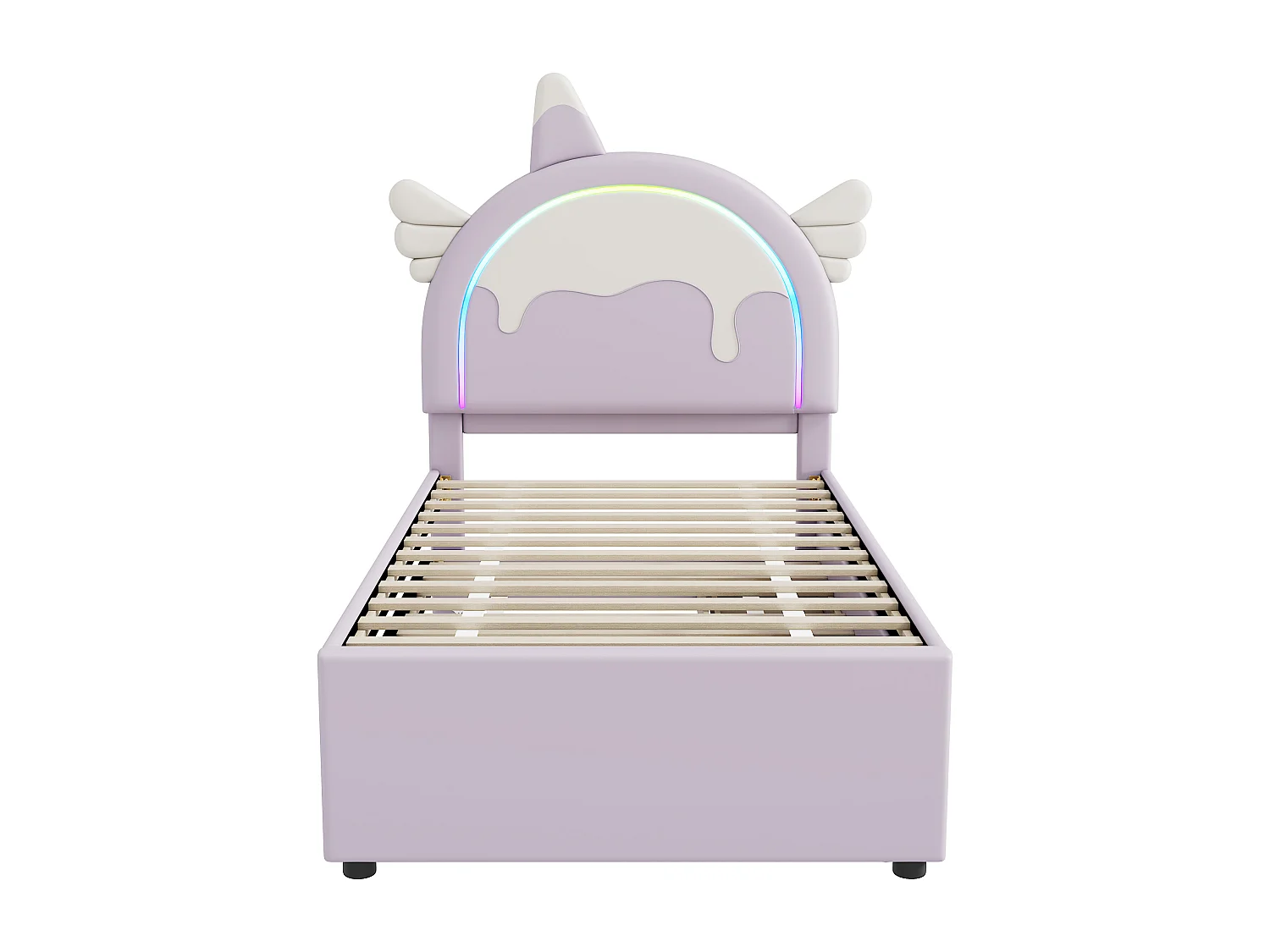 Lit enfant 90 x 200 cm - avec tête de lit et lit gigogne, 3 tiroirs - violet (sans matelas)