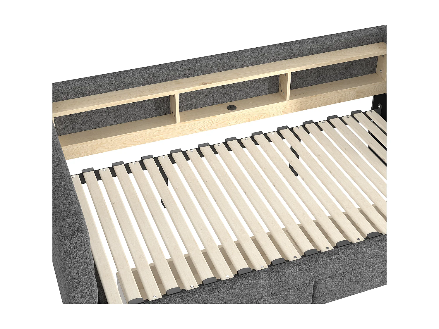 Slaapbank 90x190cm, uitschuifbaar bed met ledverlichting en USB-aansluiting, 2 lades - grijs fluweel (zonder matras)