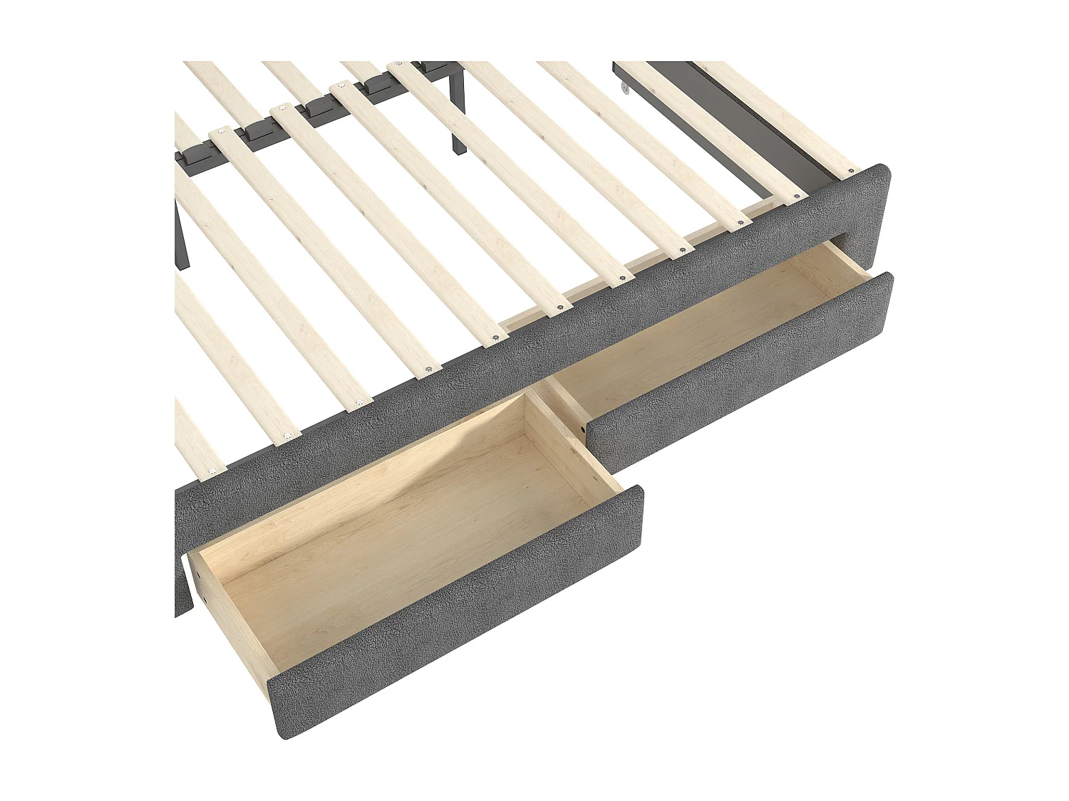 Slaapbank 90x190cm, uitschuifbaar bed met ledverlichting en USB-aansluiting, 2 lades - grijs fluweel (zonder matras)