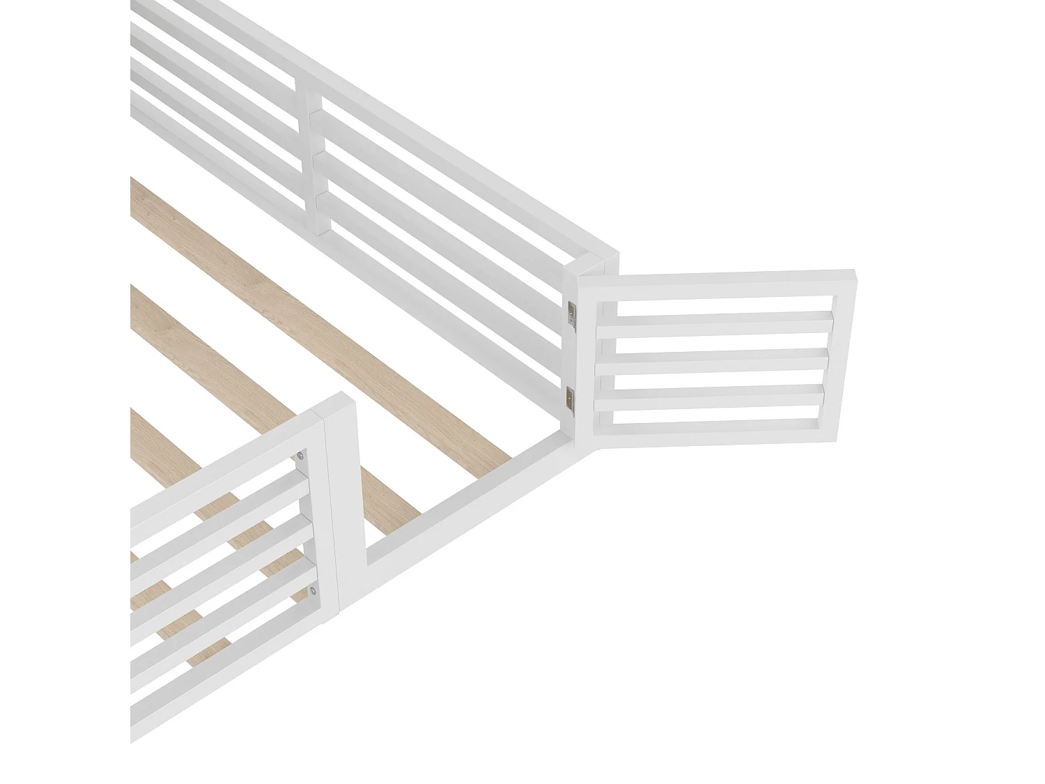 Schlafsofa 140 x 200 cm, Kinderbett mit Staufächern und Rausfallschutz, Metallgestell – weiß (ohne Matratze)