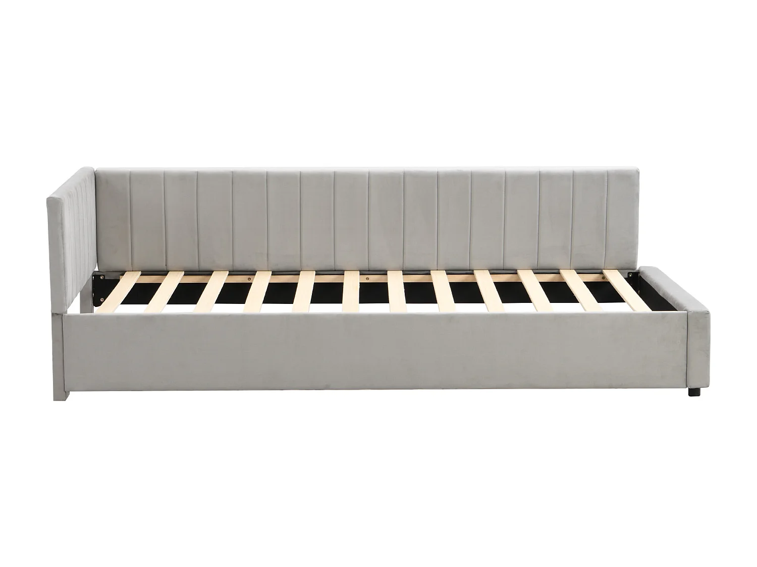 Lit banquette 90x200 cm - lit enfant avec tête de lit, sommier à lattes - gris - sans matelas