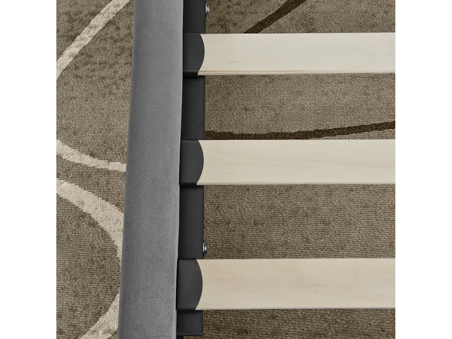 Cama de día 90x200 cm Cama infantil con respaldo y somier de madera - terciopelo gris (sin colchón)