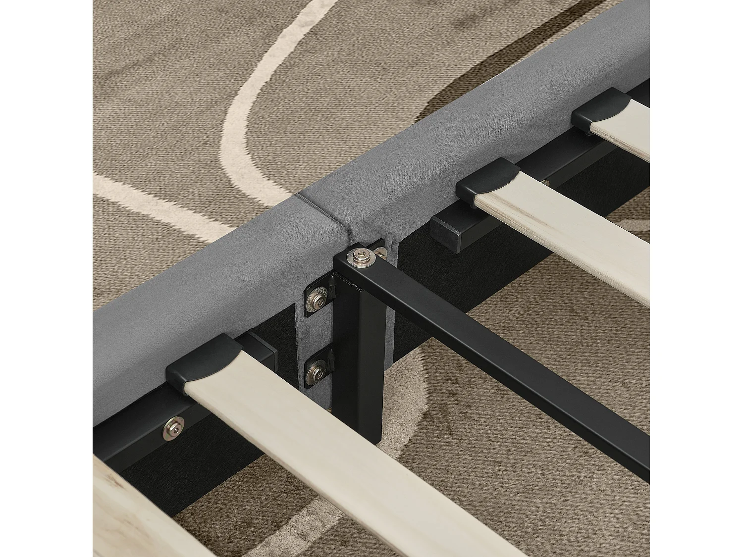 Cama de día 90x200 cm Cama infantil con respaldo y somier de madera - terciopelo gris (sin colchón)