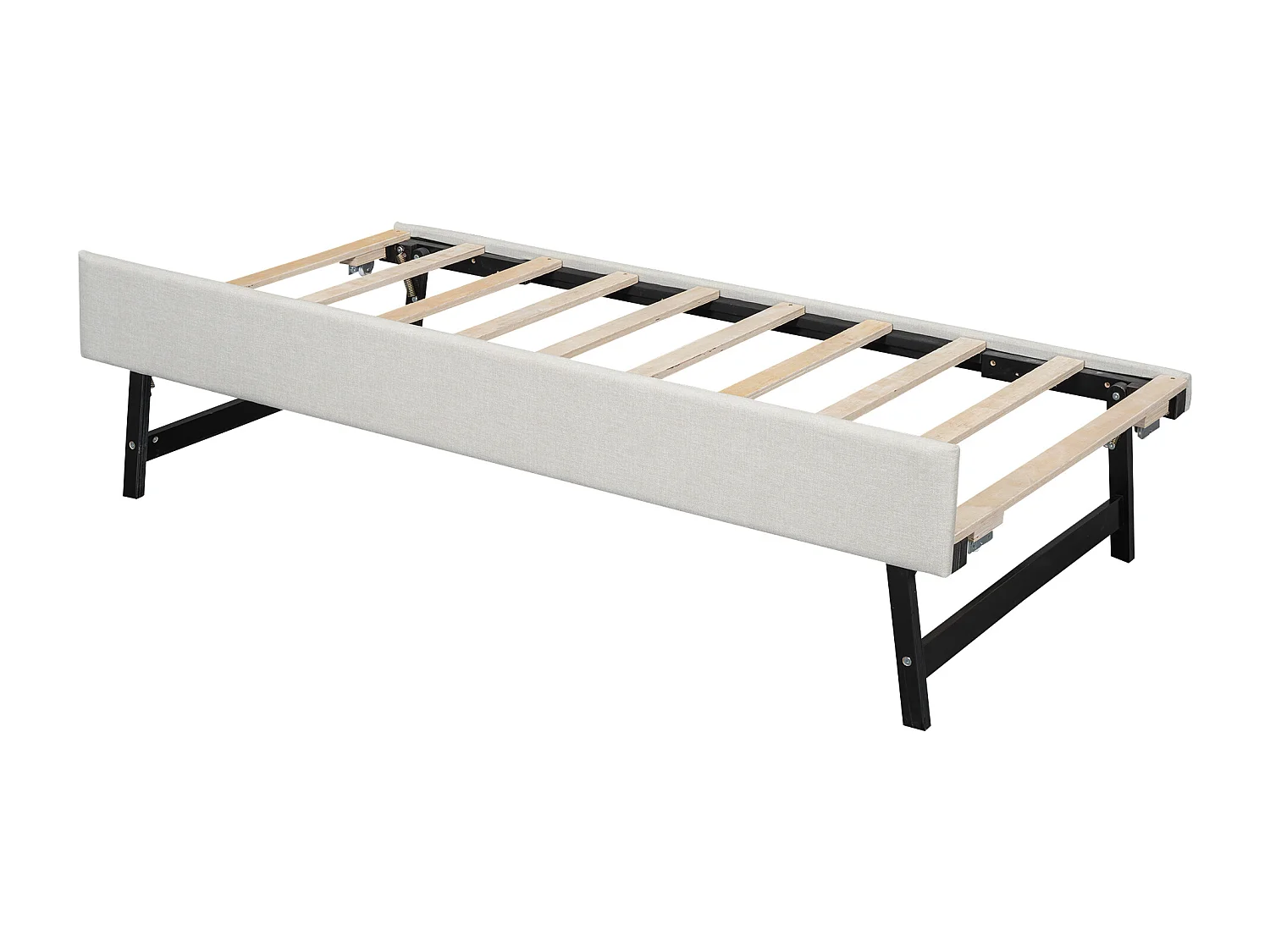 Lit banquette 90x200 cm lit enfant avec lit gigogne - port USB - beige - sans matelas