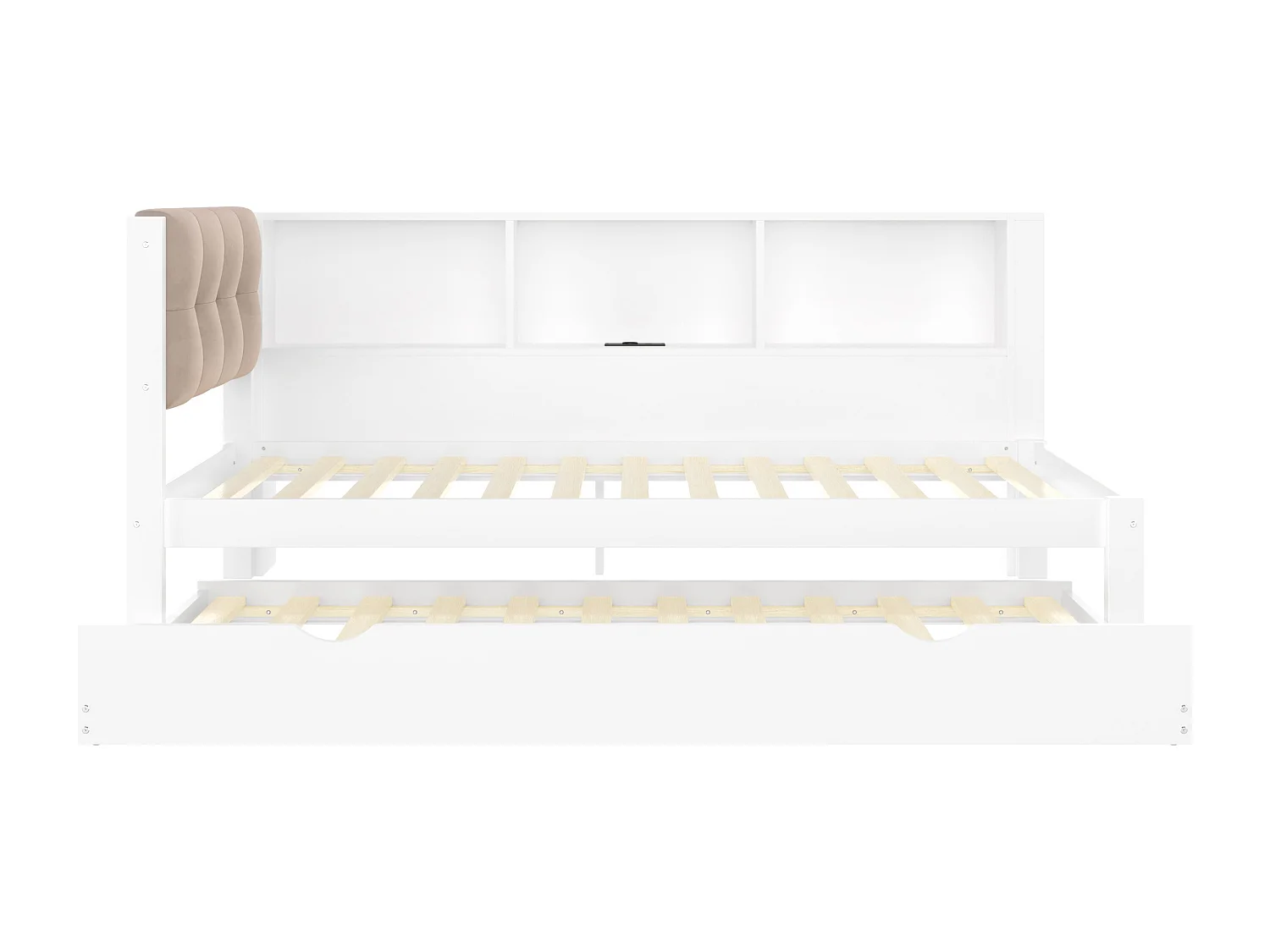 Lit banquette 90x200 cm Lit enfant avec lit gigogne, éclairage LED et prise USB - blanc (sans matelas)