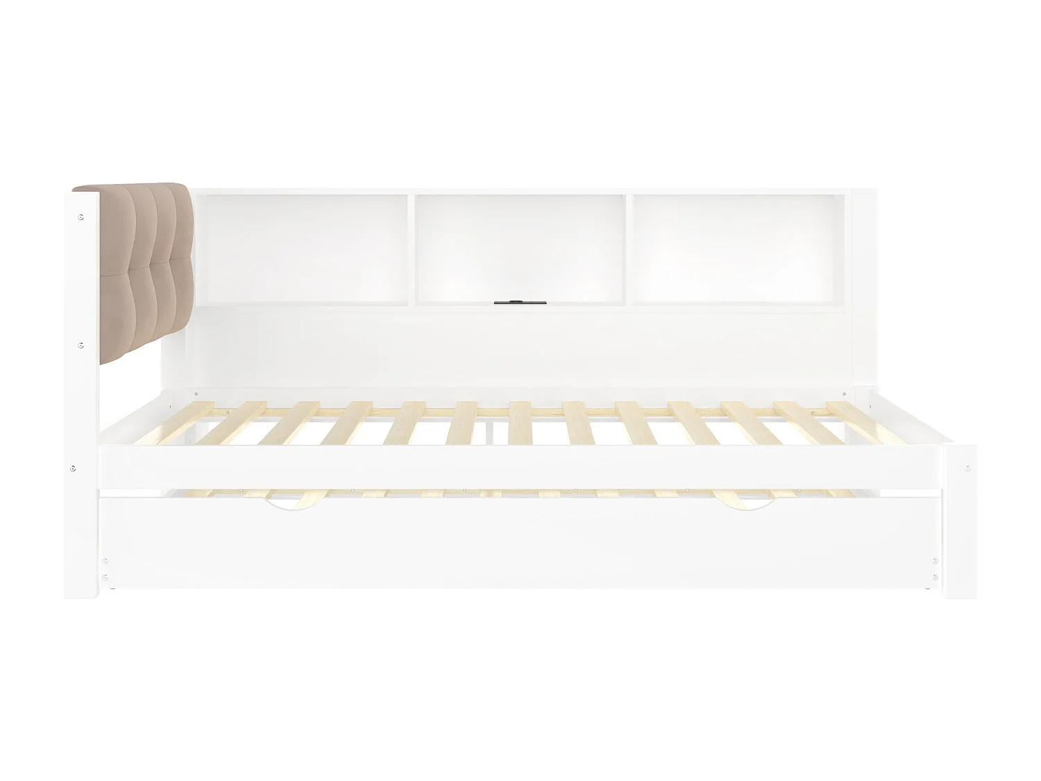 Lit banquette 90x200 cm Lit enfant avec lit gigogne, éclairage LED et prise USB - blanc (sans matelas)