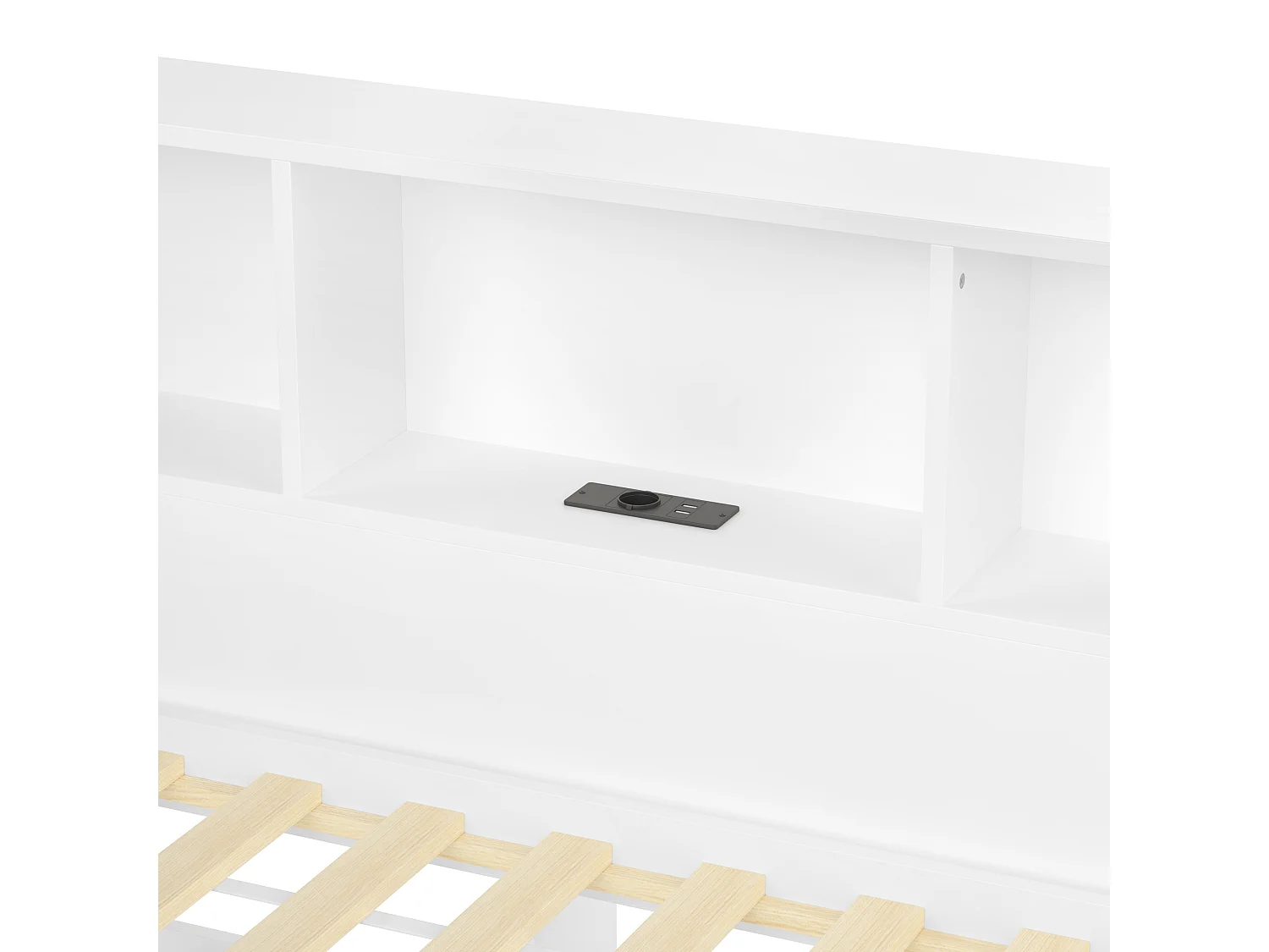 Lit banquette 90x200 cm Lit enfant avec lit gigogne, éclairage LED et prise USB - blanc (sans matelas)