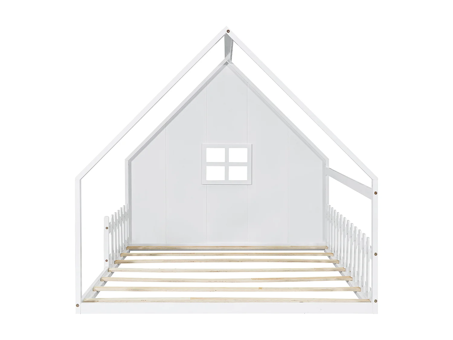 Kinderbett 140x200cm mit Schutzgittern und Lattenrost aus Holz - Kiefer - weiß (ohne Matratze)