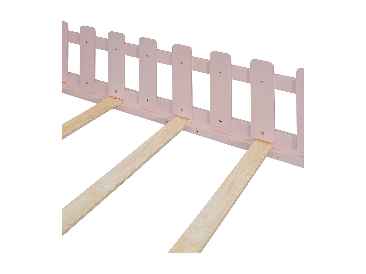 Kinderbett 140x200cm mit Schutzgittern und Lattenrost aus Holz - Kiefer - rosa (ohne Matratze)