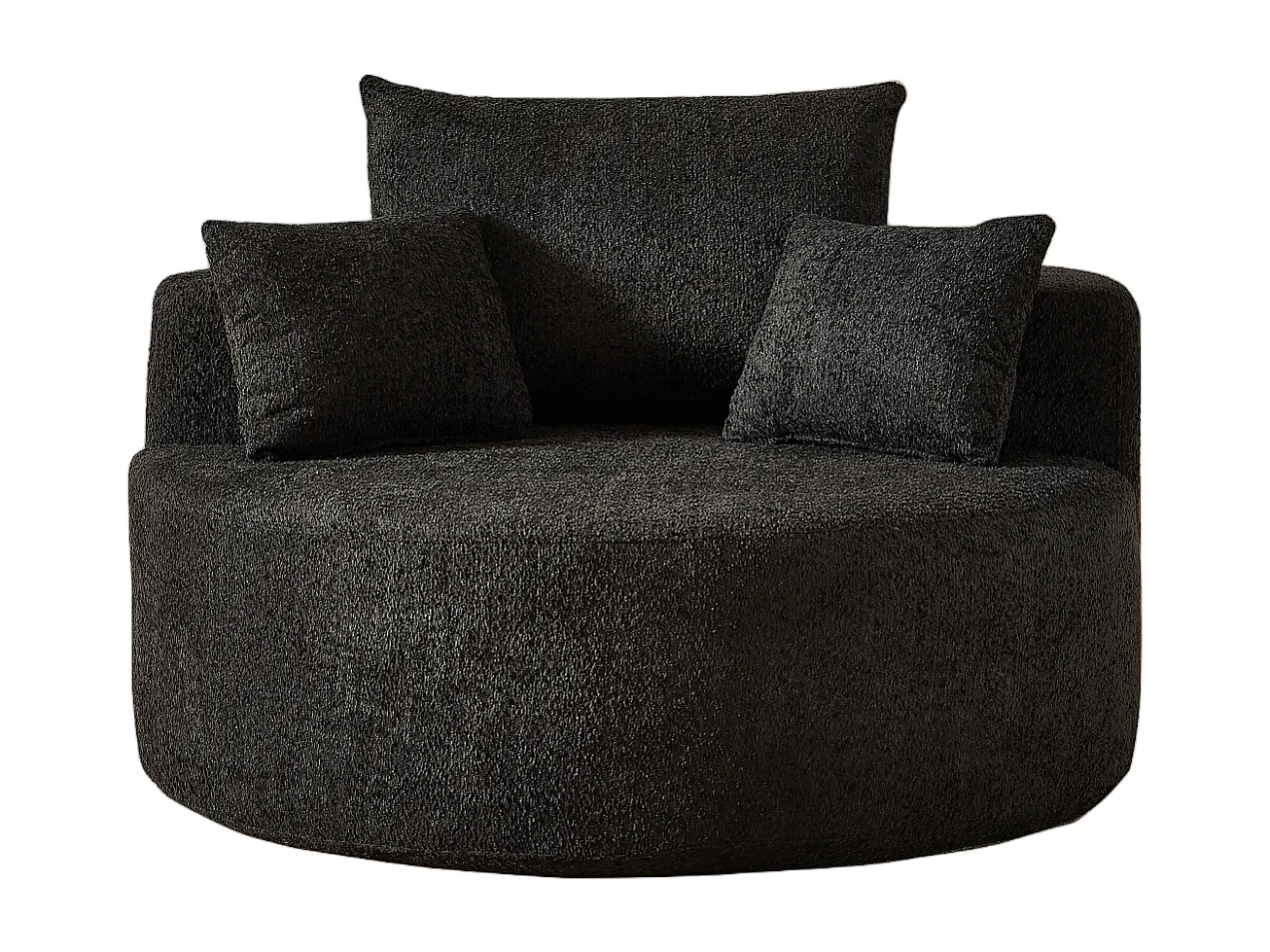 Sofá individual, Sofá tapizado con reposabrazos y respaldo - Chenilla negra - para salón y dormitorio