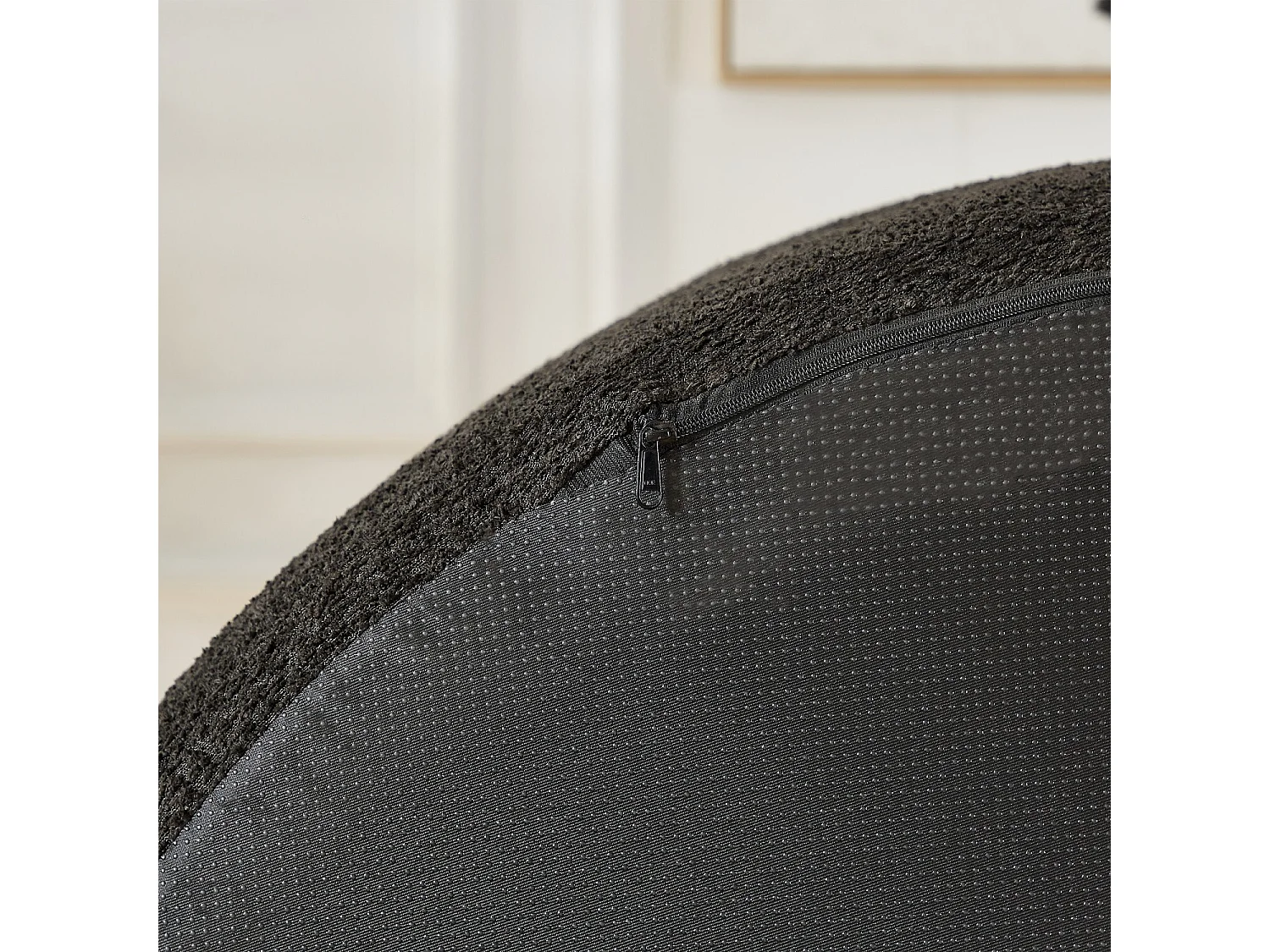 Sofá individual, Sofá tapizado con reposabrazos y respaldo - Chenilla negra - para salón y dormitorio