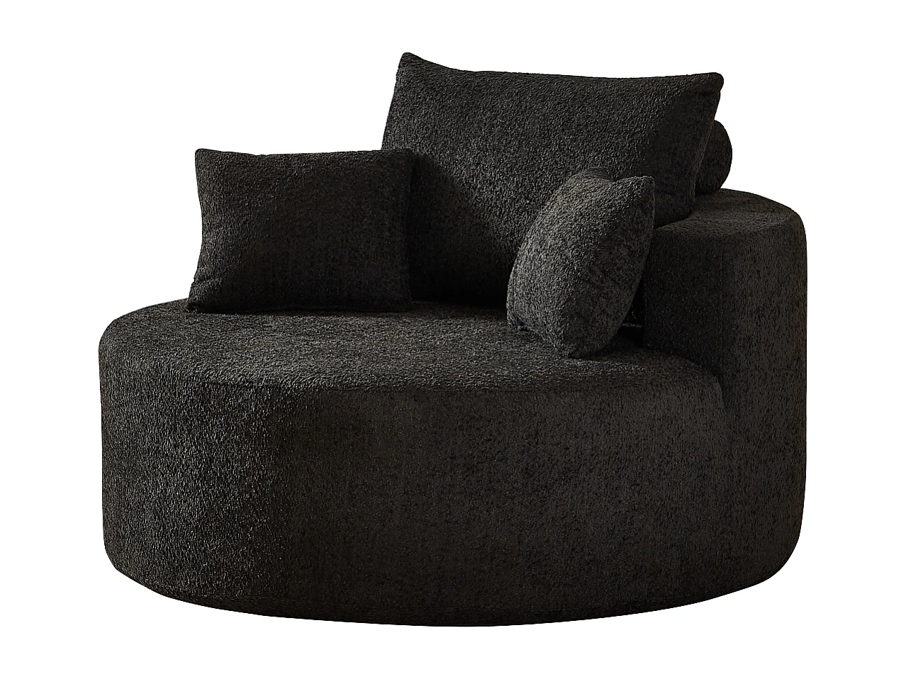 Einzelsitzer-Sofa, Polstersofa mit Armlehnen und Rückenlehne – Schwarzes Chenille – für Wohn- und Schlafzimmer