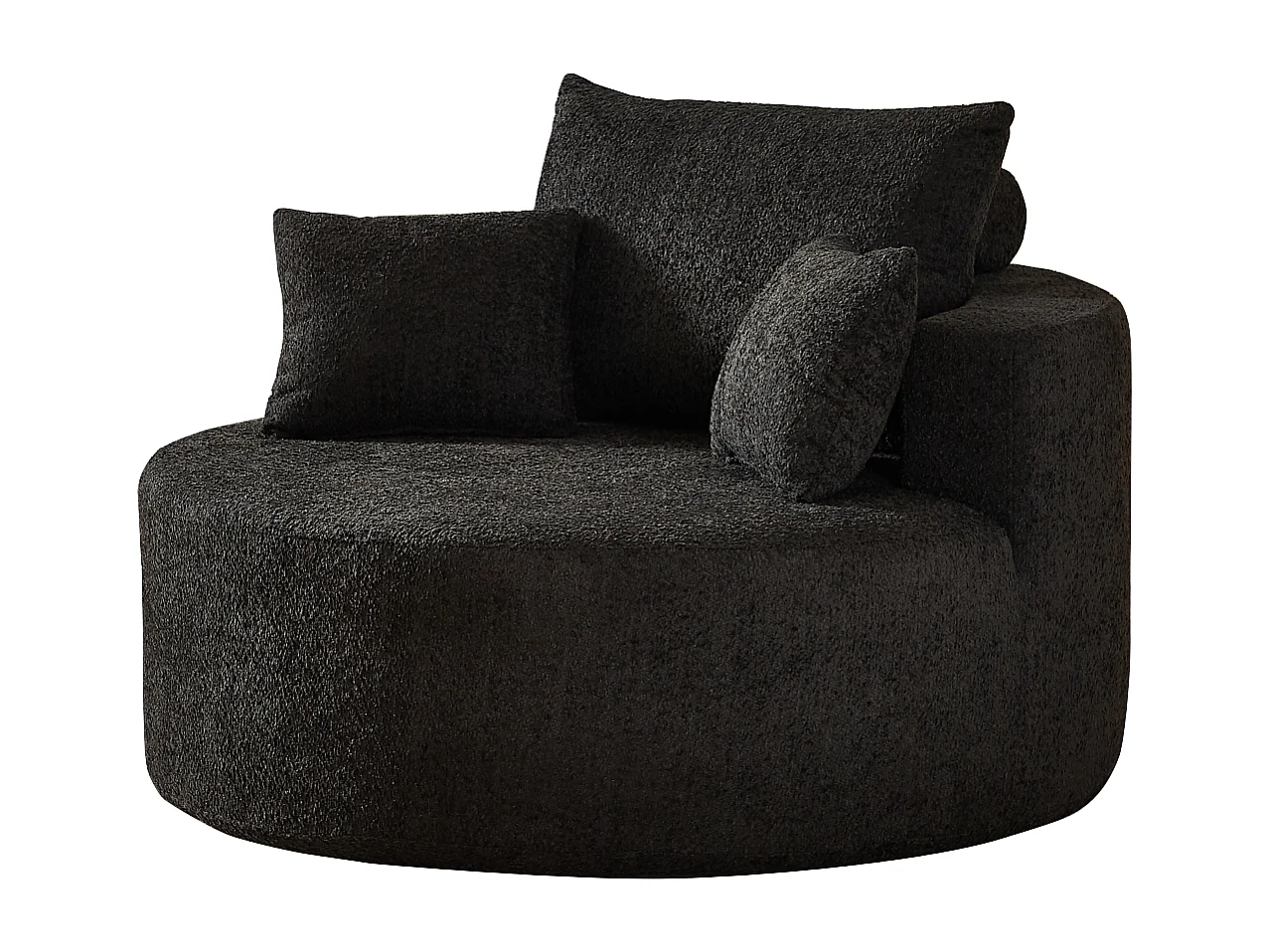 Sofa jednoosobowa, sofa tapicerowana z podłokietnikami i oparciem - Czarny szenil - do salonu i sypialni