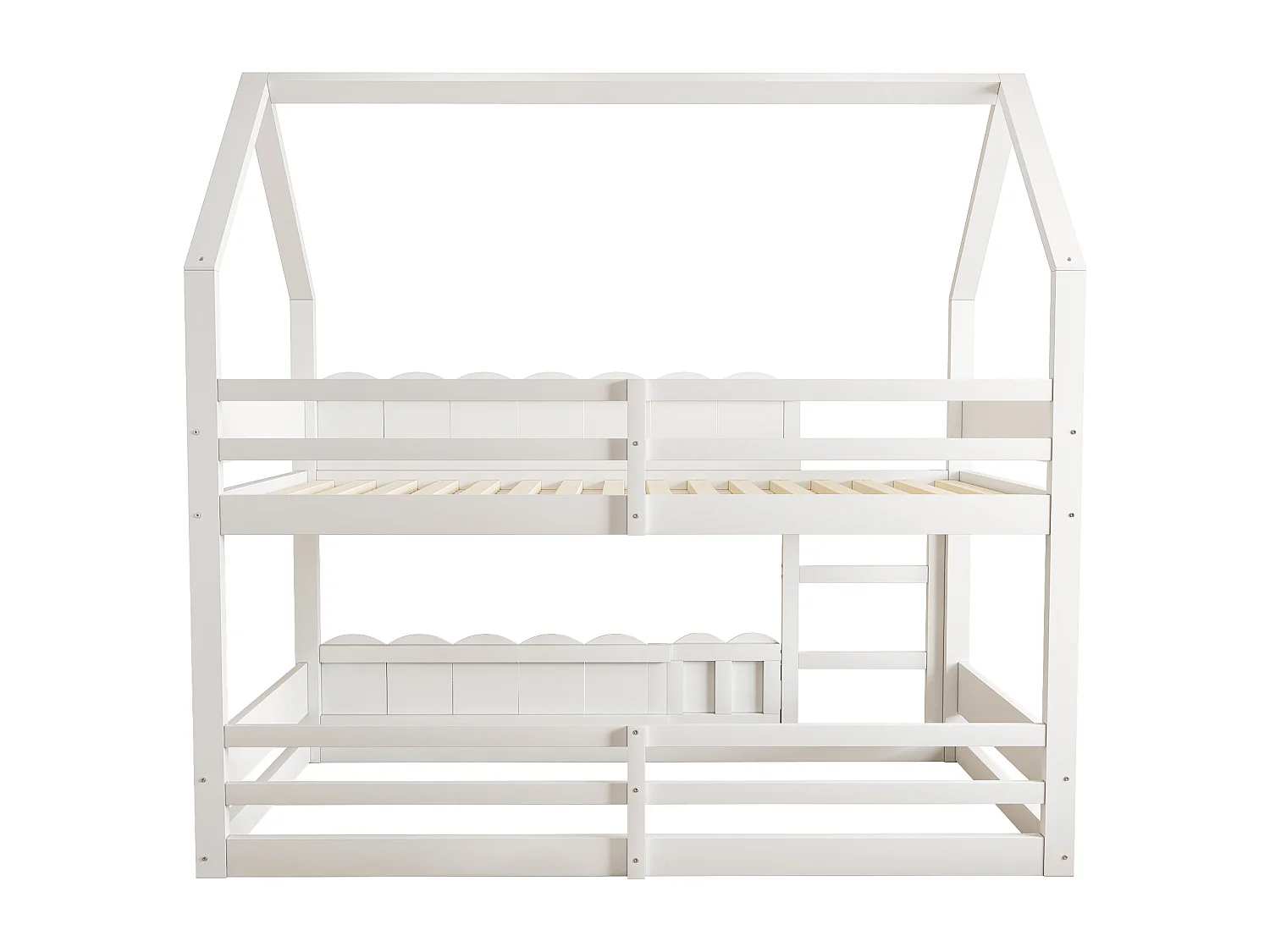 Litera de 90x200 cm, cama infantil con escalera y barandilla de seguridad, 1 puerta - blanca (sin colchón)