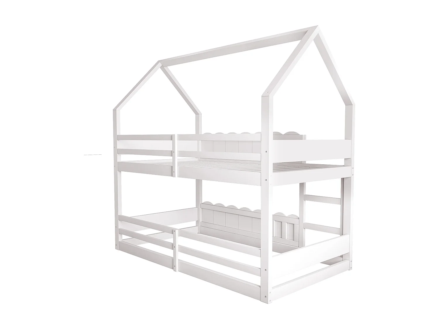 Litera de 90x200 cm, cama infantil con escalera y barandilla de seguridad, 1 puerta - blanca (sin colchón)