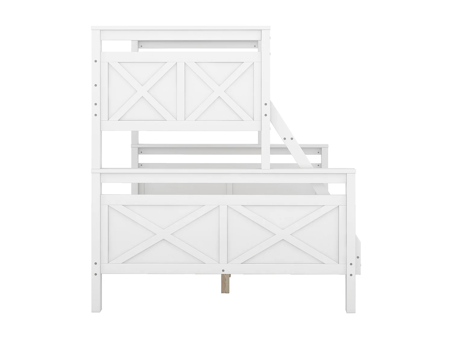 Lit superposé 90/140x200 cm Lit enfant avec échelle et barrière de sécurité, sommier à lattes - blanc (sans matelas)