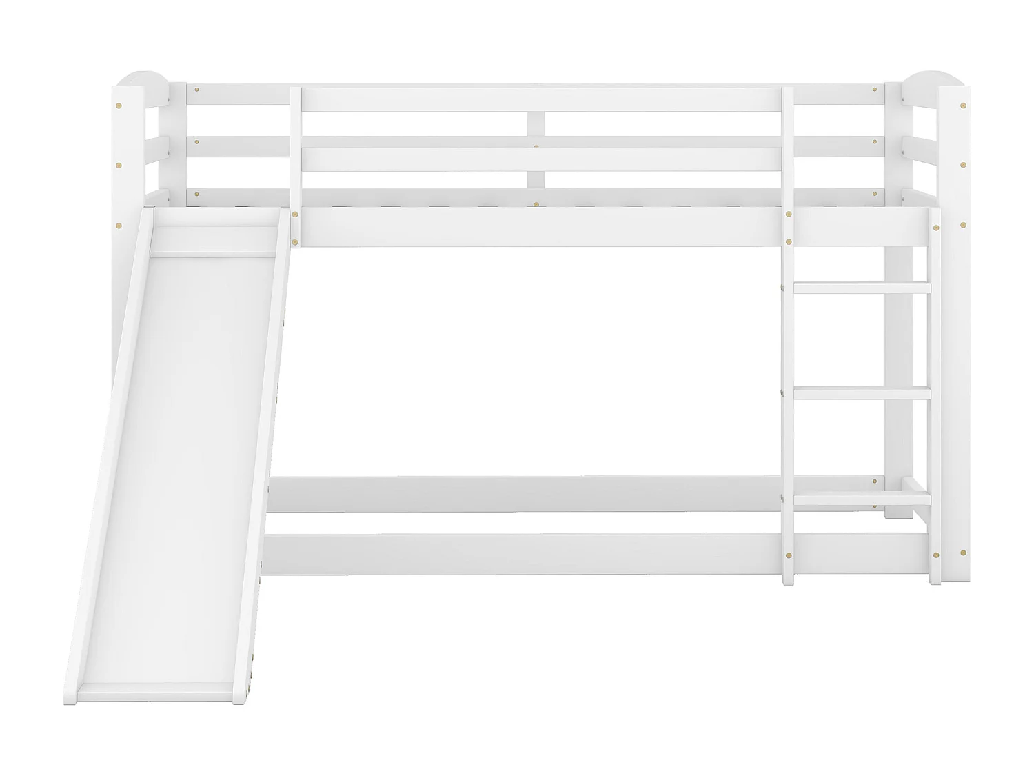 Lit superposé 90x200 cm, lit enfant avec toboggan et échelle, cadre en bois - blanc (sans matelas)