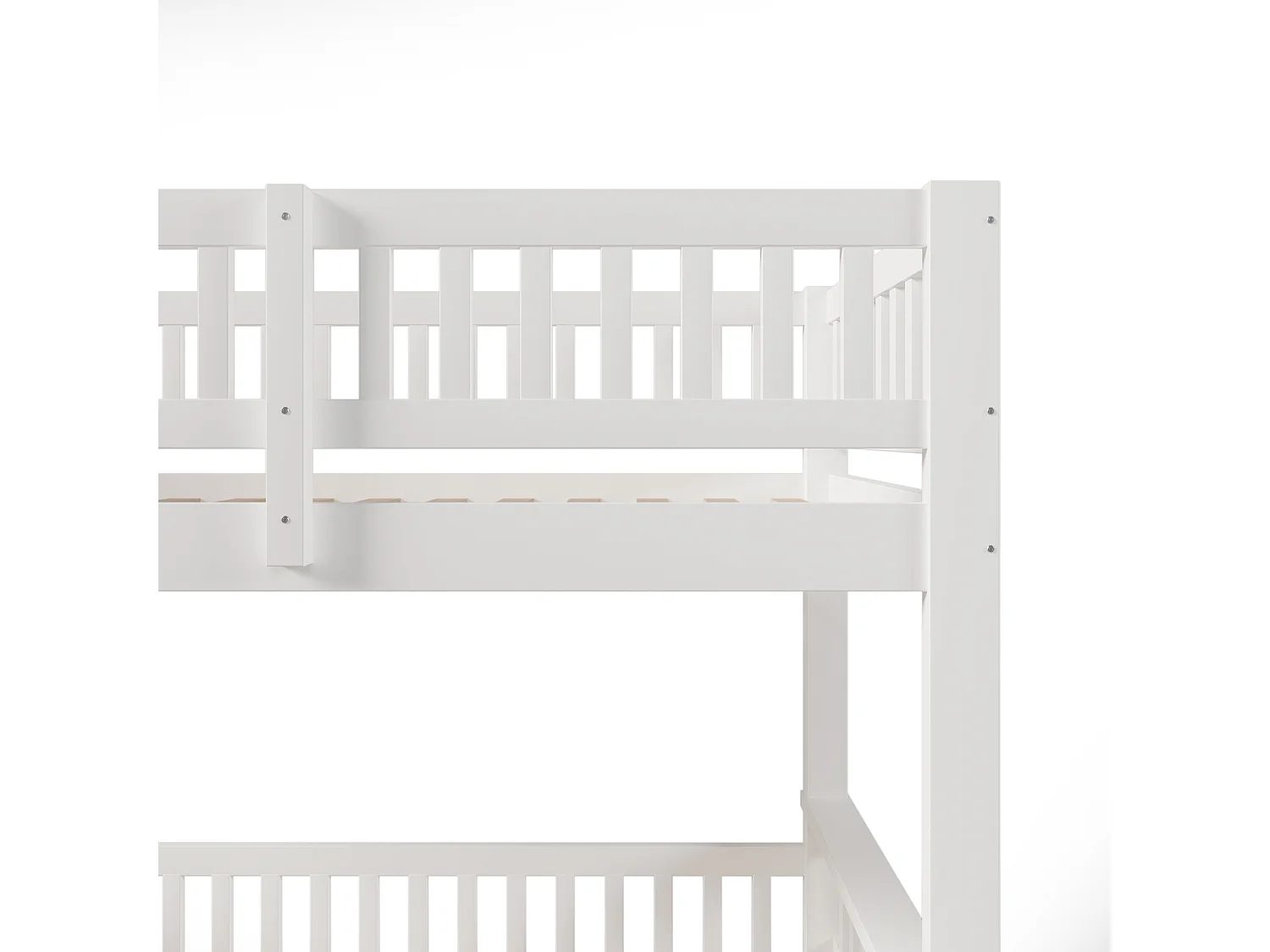 Lit superposé 90/140x200 cm, lit enfant avec échelle et barrière, sommier à lattes - blanc (sans matelas)