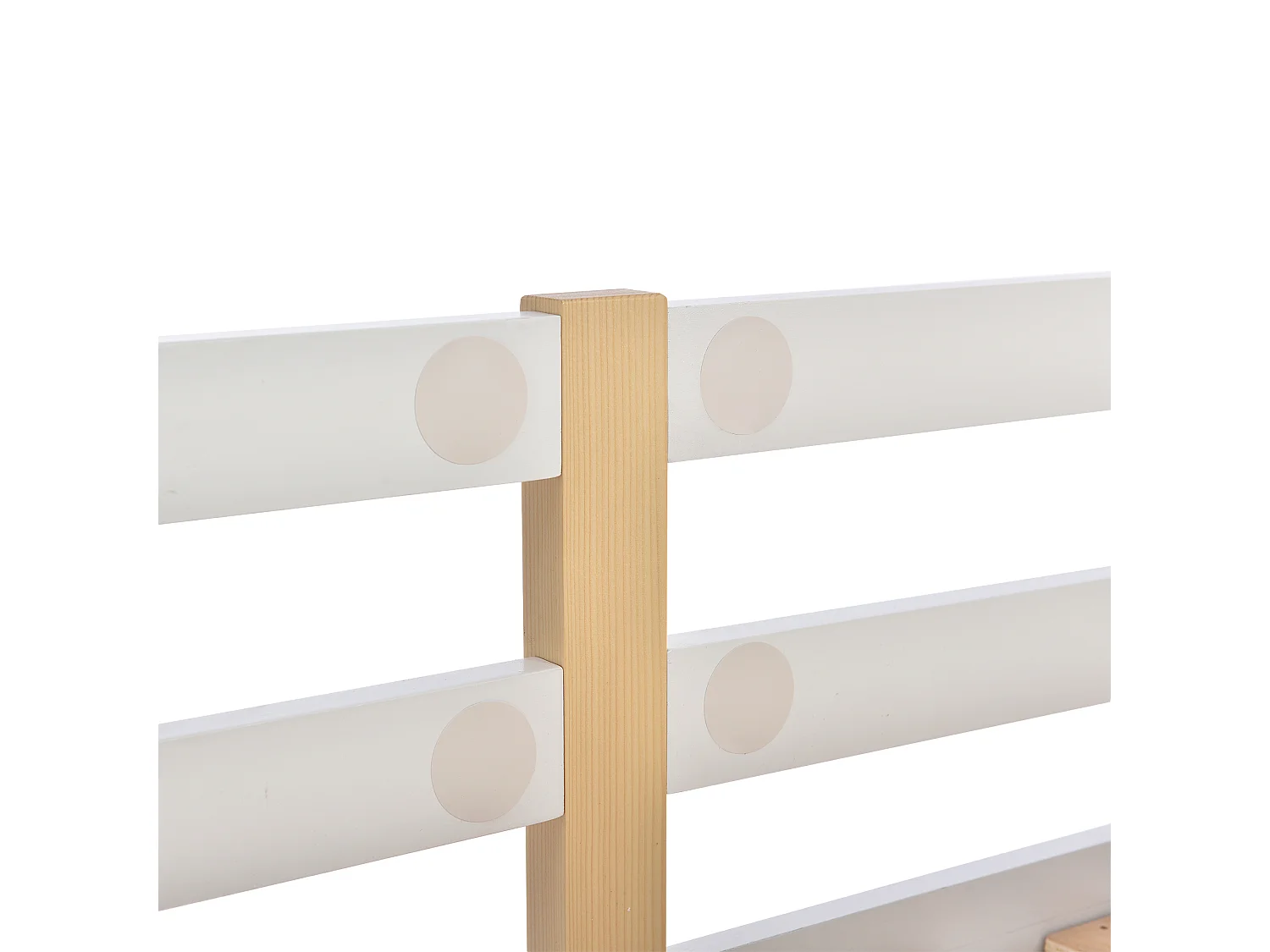 Litera 90x200 cm Cama cabina Cama infantil con escalera y somier - Natural y blanco (sin colchón)