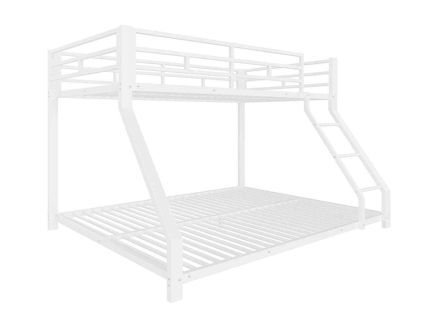 Stapelbed 90/140x200 cm, kinderbed met uitvalbeveiliging en ladder, metaal - wit (zonder matras)