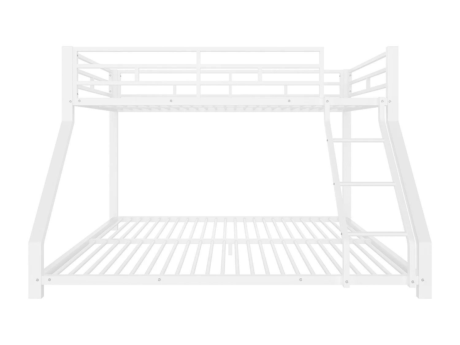 Stapelbed 90/140x200 cm, kinderbed met uitvalbeveiliging en ladder, metaal - wit (zonder matras)