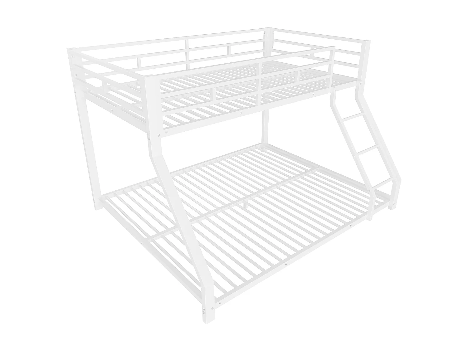 Stapelbed 90/140x200 cm, kinderbed met uitvalbeveiliging en ladder, metaal - wit (zonder matras)
