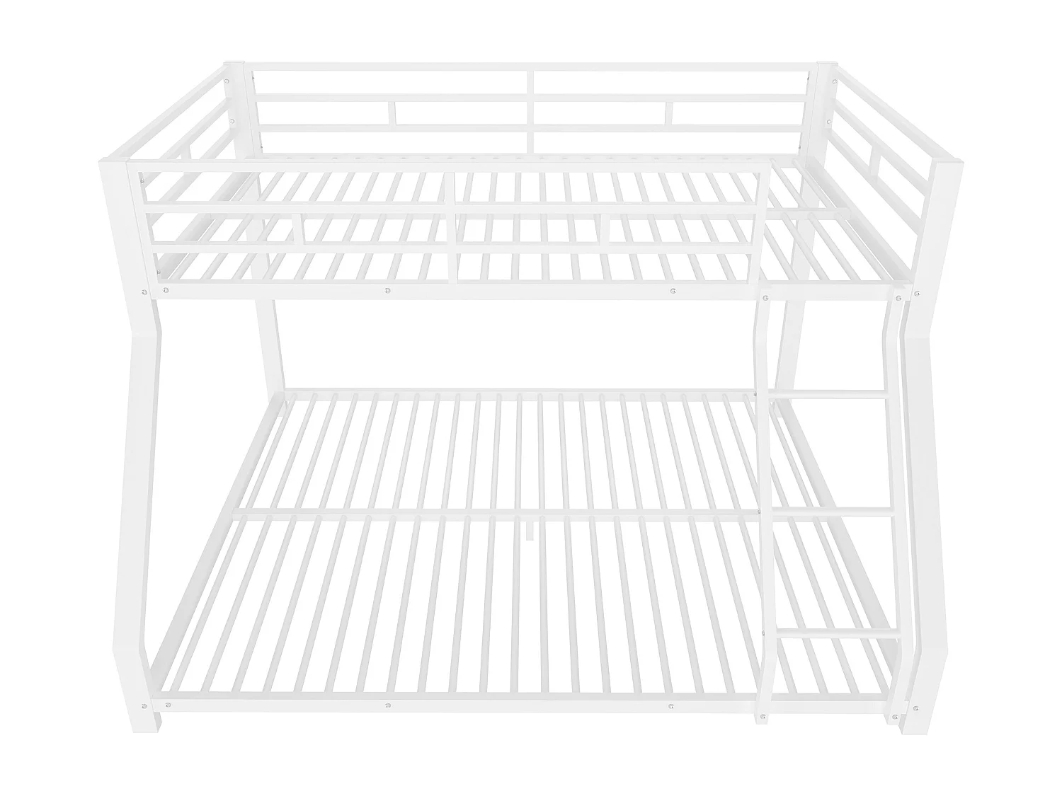 Stapelbed 90/140x200 cm, kinderbed met uitvalbeveiliging en ladder, metaal - wit (zonder matras)