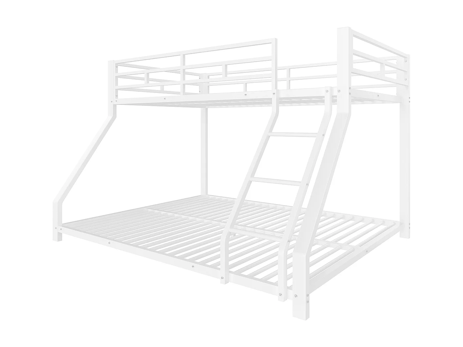 Stapelbed 90/140x200 cm, kinderbed met uitvalbeveiliging en ladder, metaal - wit (zonder matras)