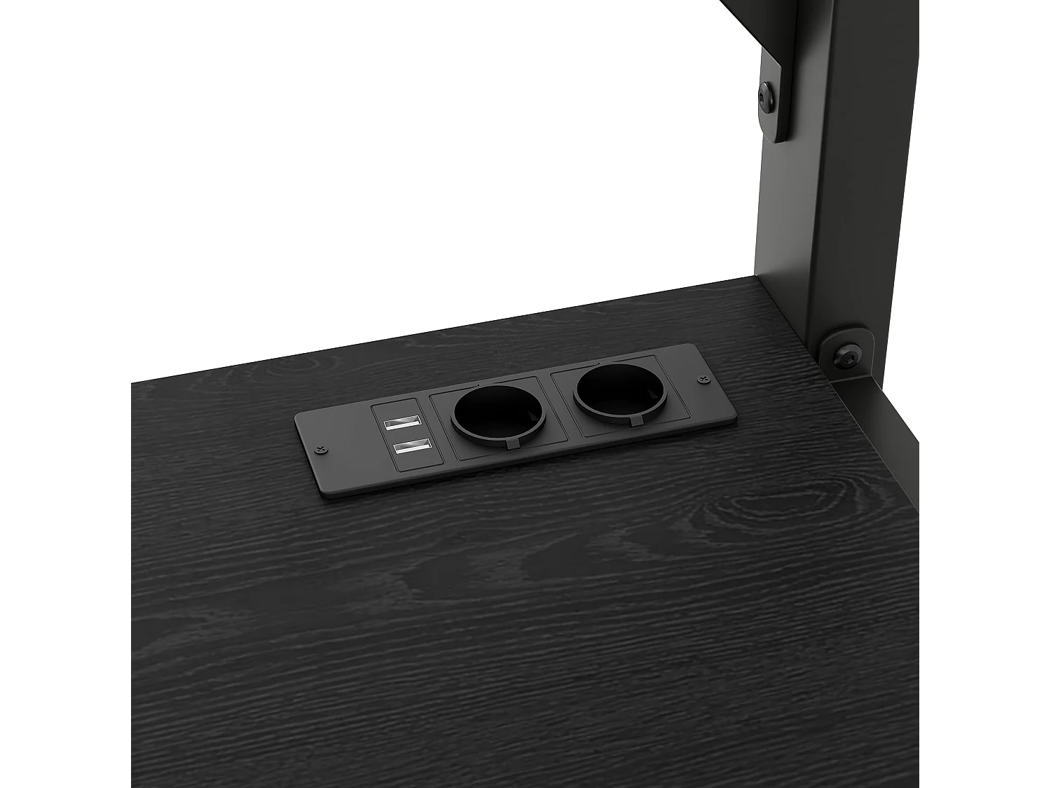 Lit mezzanine 140x200 cm, lit ado avec USB et lumières LED, 3 tiroirs et bureau - noir (sans matelas)