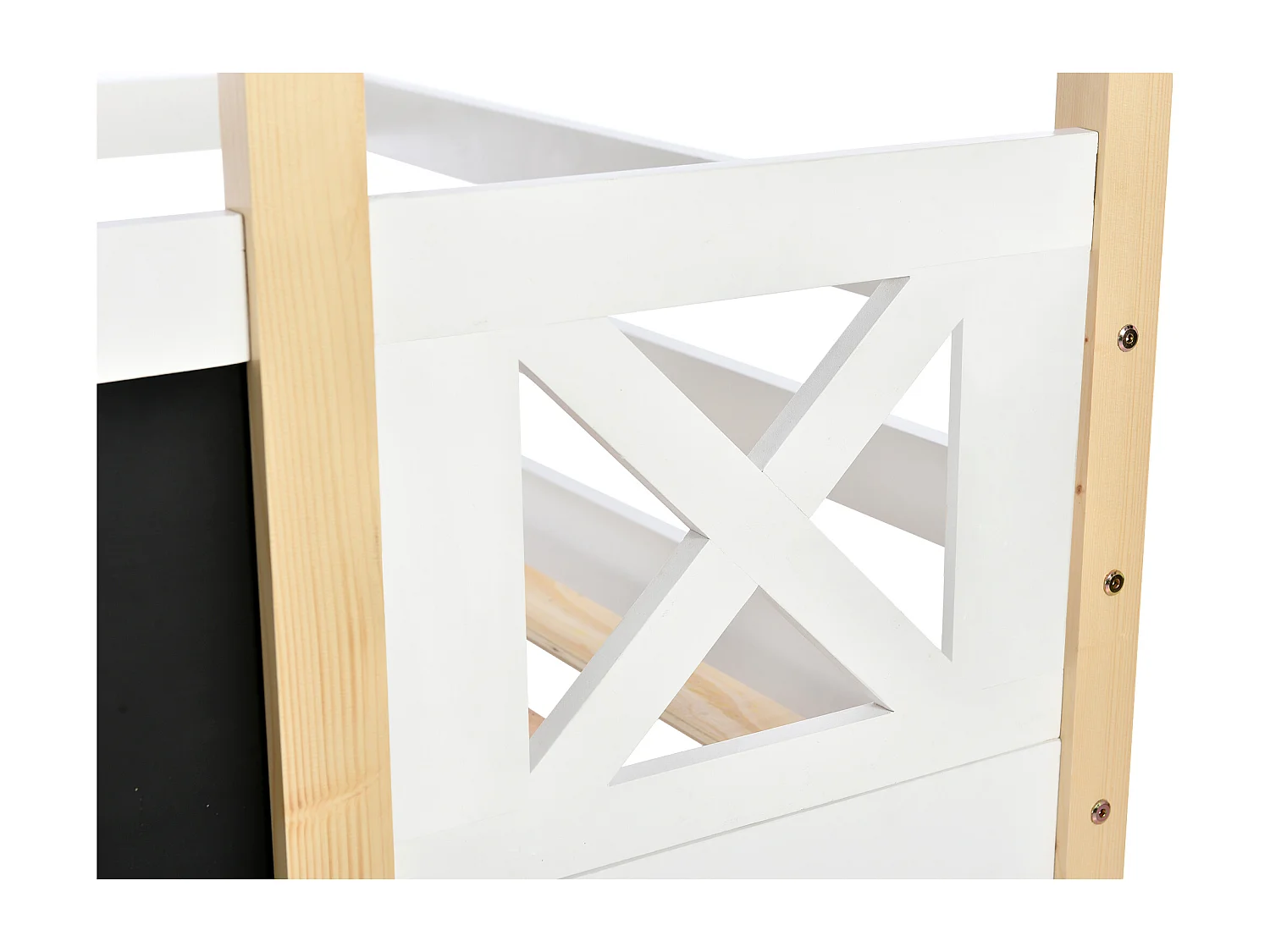 Letto a castello 90x200 cm Letto per bambini con scaletta e scivolo, rete a doghe - naturale e bianco (senza materasso)