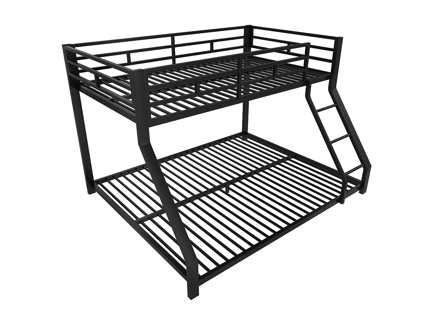 Stapelbed 90/140x200 cm, kinderbed met uitvalbeveiliging en ladder, metaal - zwart (zonder matras)