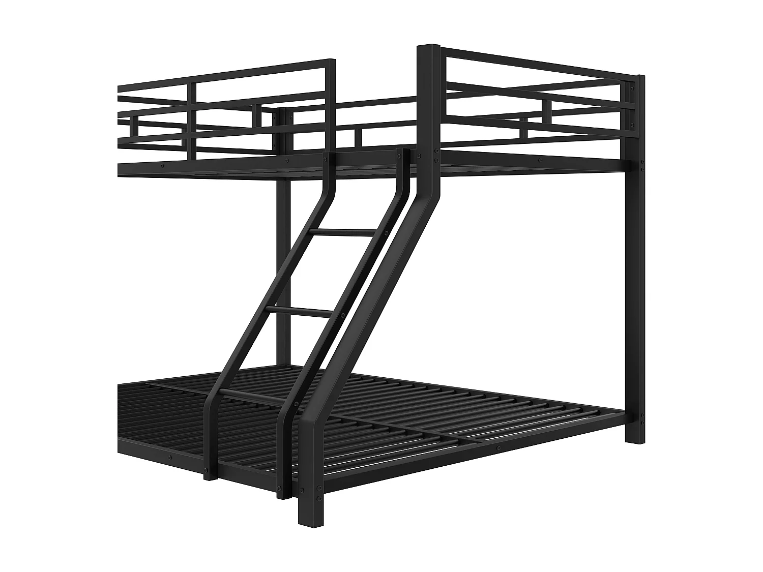 Stapelbed 90/140x200 cm, kinderbed met uitvalbeveiliging en ladder, metaal - zwart (zonder matras)