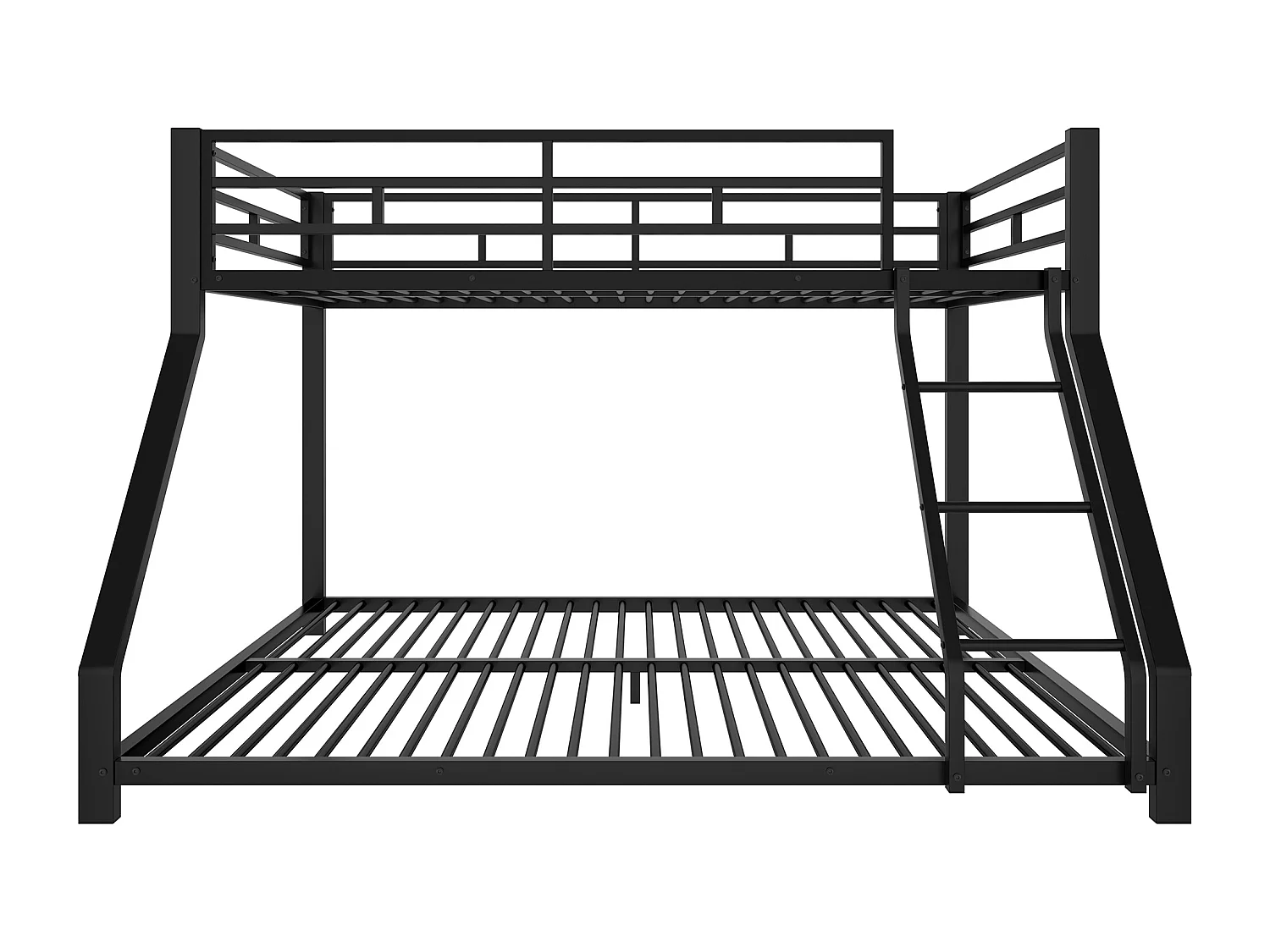 Stapelbed 90/140x200 cm, kinderbed met uitvalbeveiliging en ladder, metaal - zwart (zonder matras)