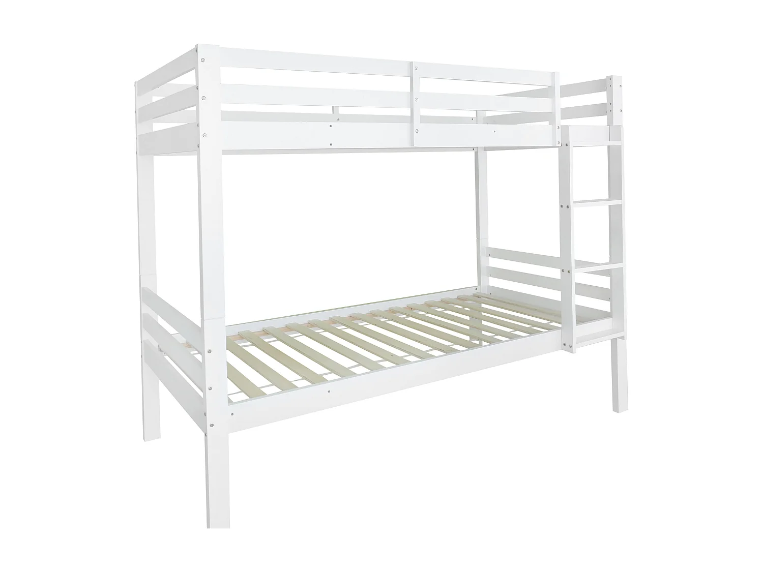Lit superposé 90x200 cm Lit enfant avec échelle et dispositif antichute - pin - blanc (sans matelas)