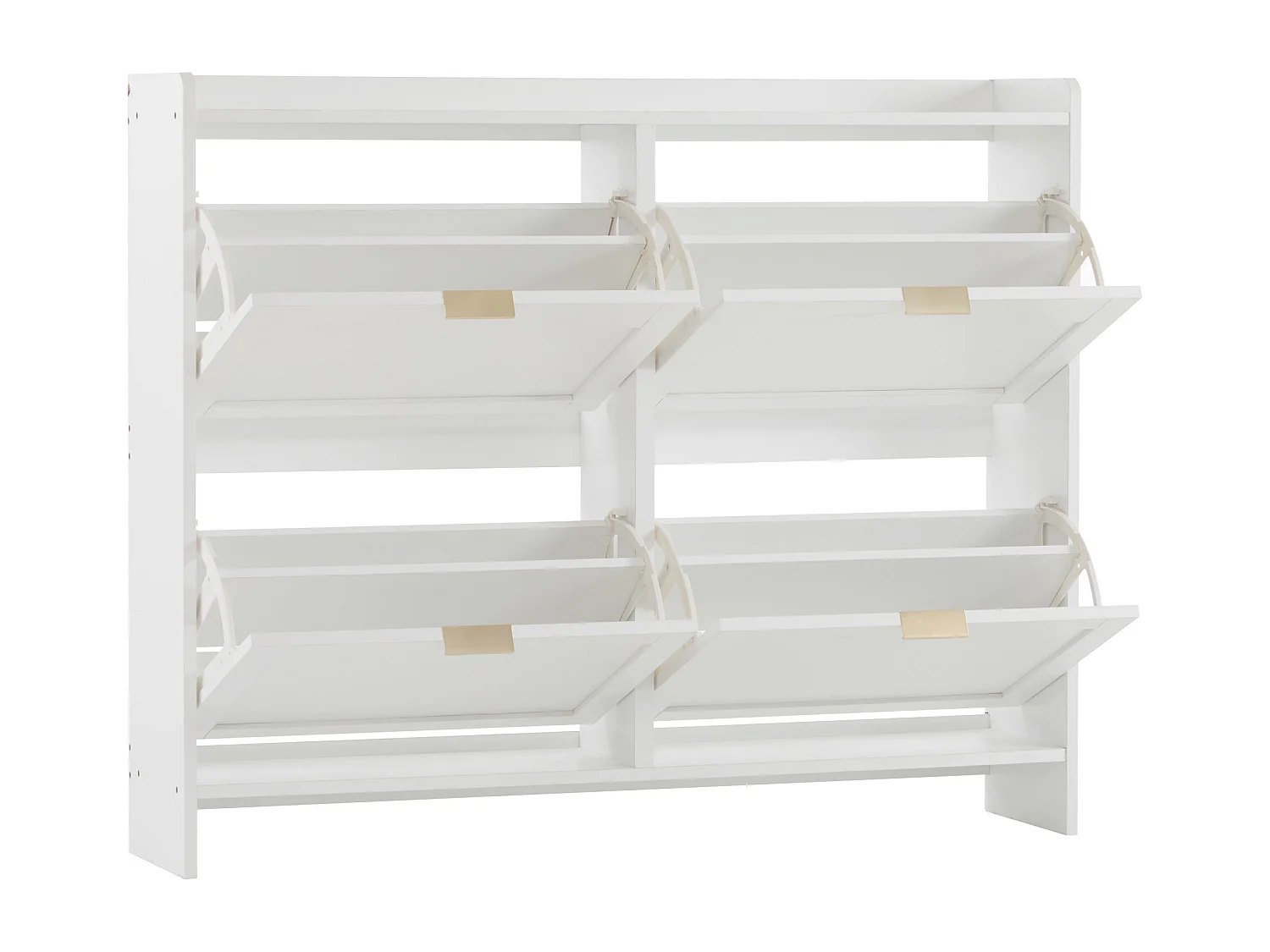 Meuble à chaussures blanc avec 4 portes et étagères ouvertes - pour entrées et couloirs