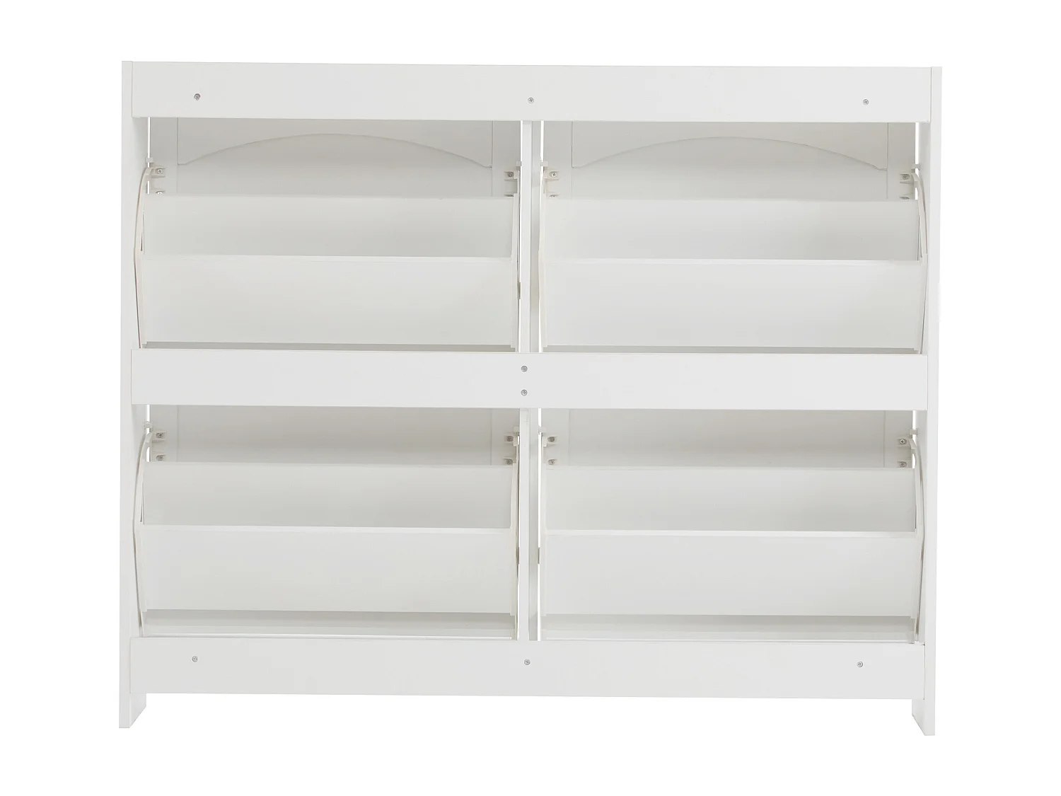 Meuble à chaussures blanc avec 4 portes et étagères ouvertes - pour entrées et couloirs