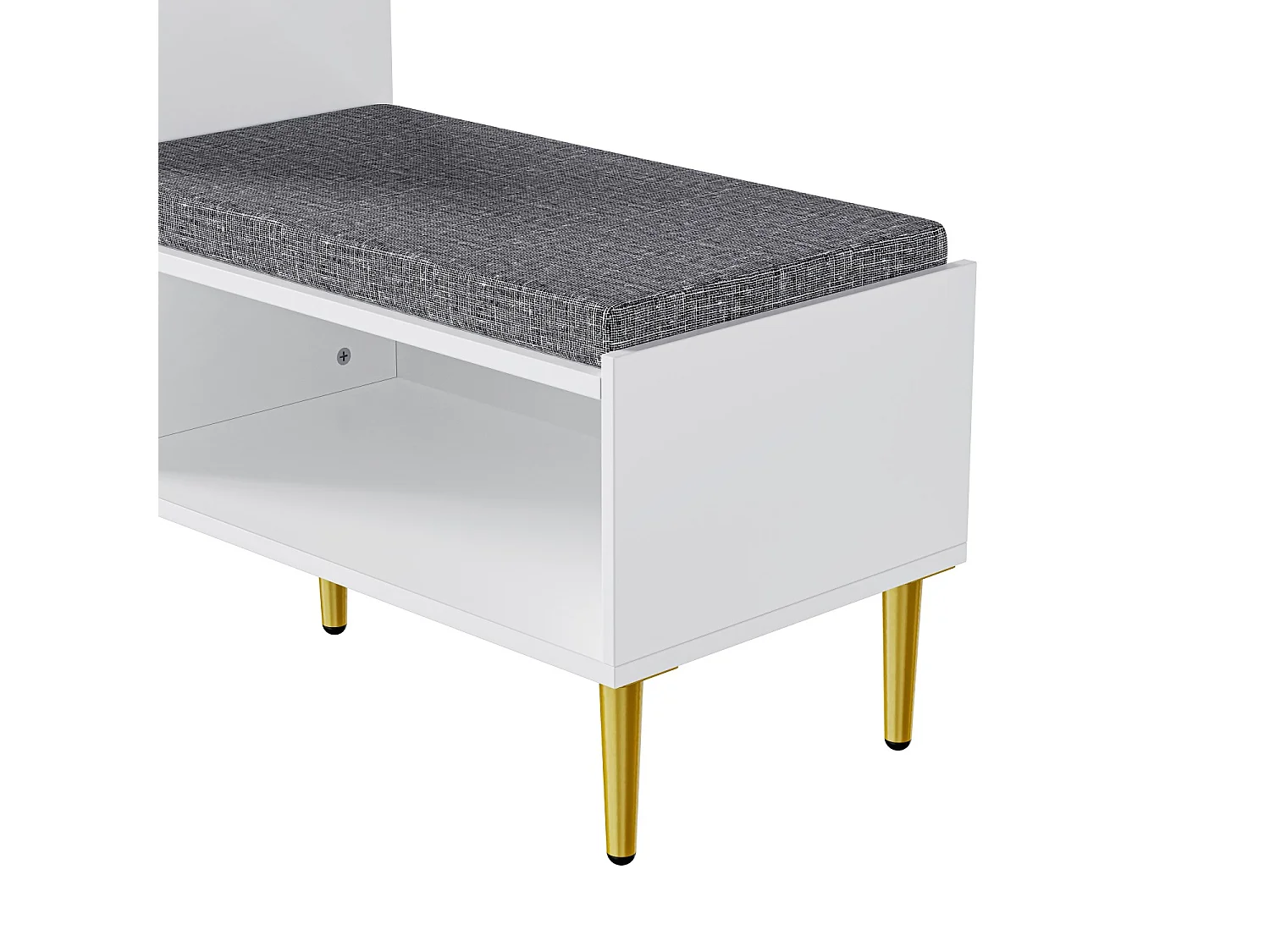 Schuhschrank für den Eingangsbereich, Weißer Schuhschrank mit Hocker, 1 Schublade und 1 offenen Regal