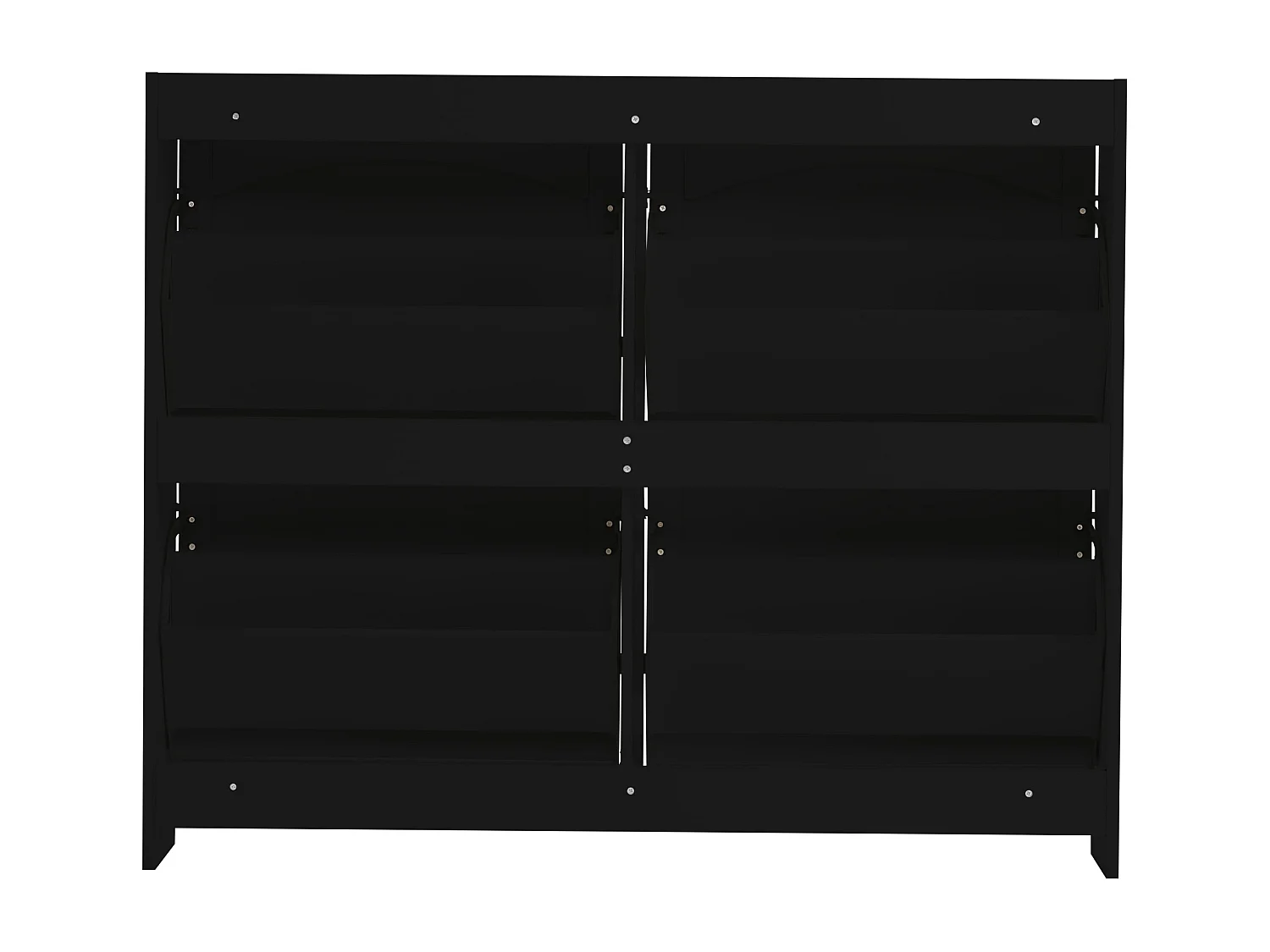 Meuble à chaussures noir avec 4 portes et étagères ouvertes - pour entrées et couloirs