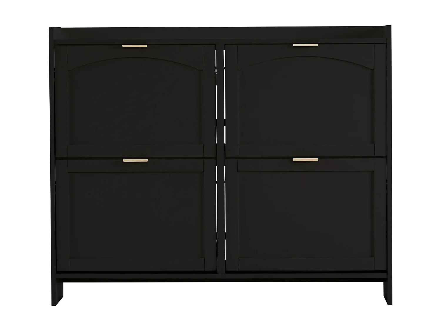 Meuble à chaussures noir avec 4 portes et étagères ouvertes - pour entrées et couloirs