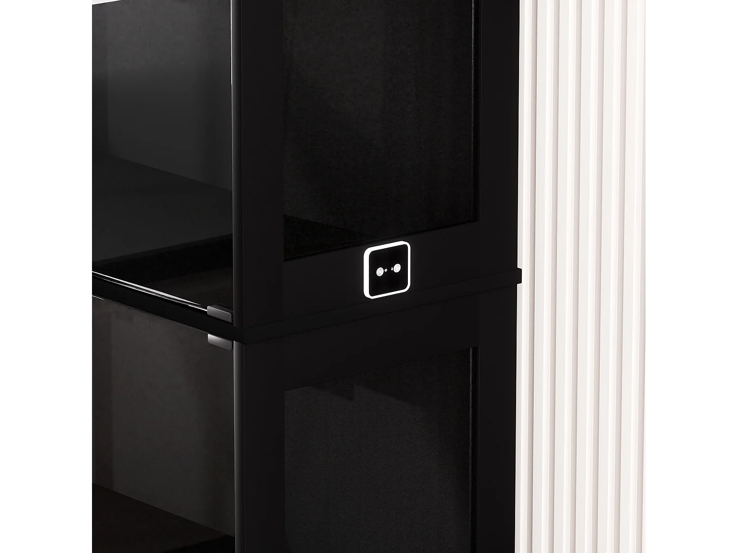 Zwarte vitrinekast met slimme ledverlichting en 4 glazen deuren - voor woonkamers en kantoren