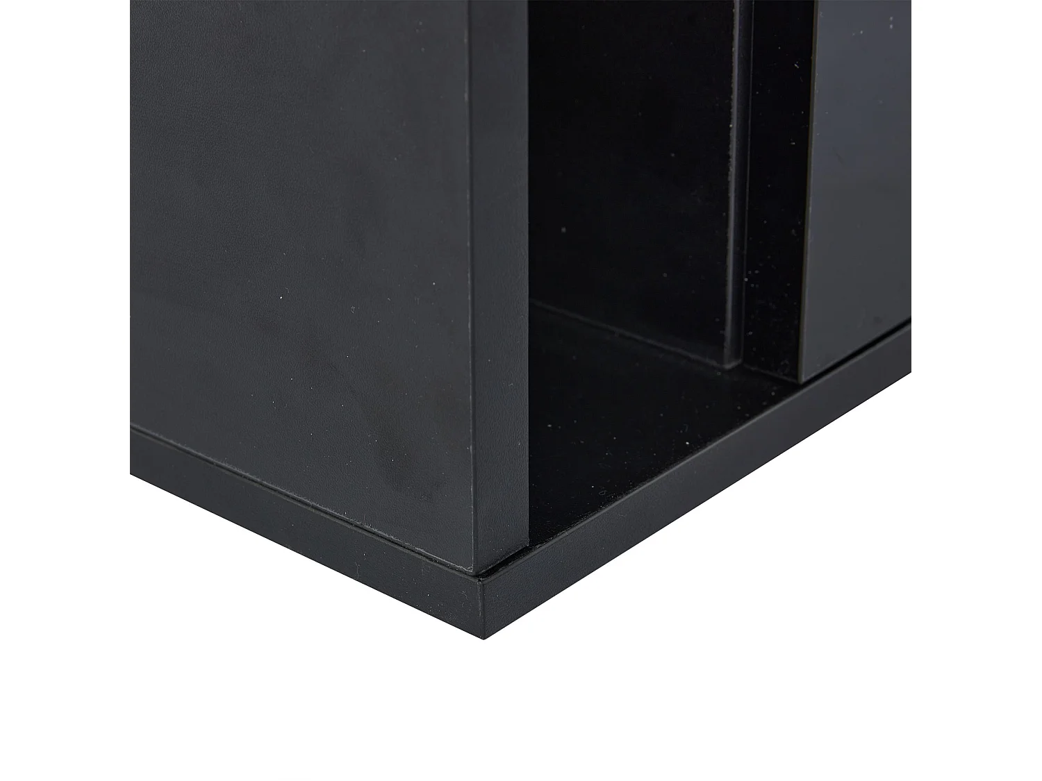 Table basse noir, table basse rectangulaire avec éclairage LED et deux tiroirs, plateau en verre