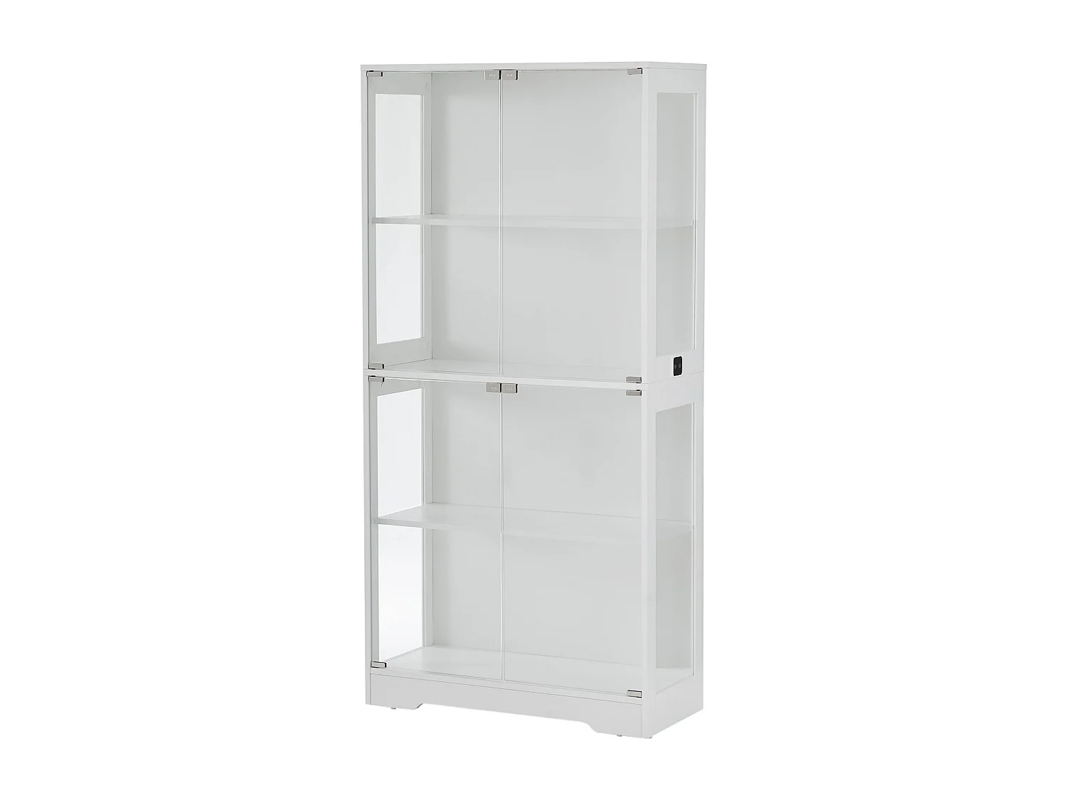 Weiße Vitrine mit intelligenter LED-Beleuchtung und 4 Glastüren – für Wohnzimmer und Büros