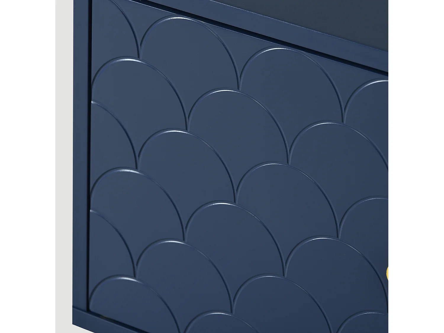 Table de chevet 1 porte texturée, poignées et pieds dorés - Bleu marine - pour chambre et salon