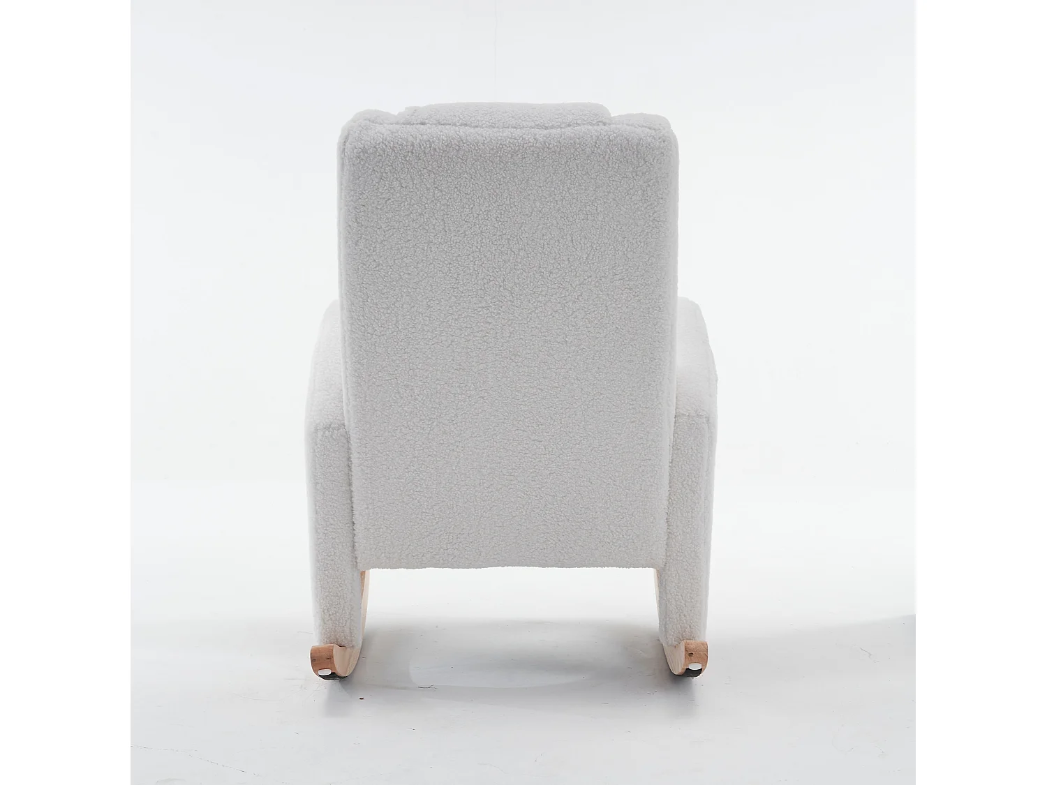 Fauteuil à bascule blanc avec accoudoirs, dossier et repose-pieds rétractable - polaire Teddy - pour salon et bureaux