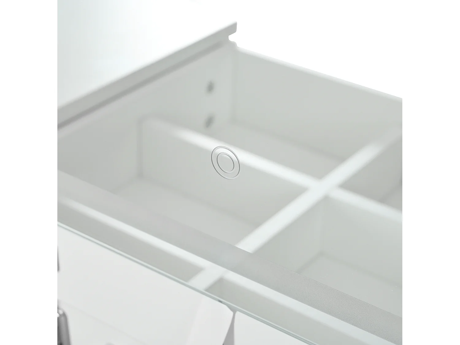 Witte kaptafel met LED-make-upspiegel, 7 lades en open zijplanken - voor de slaapkamer