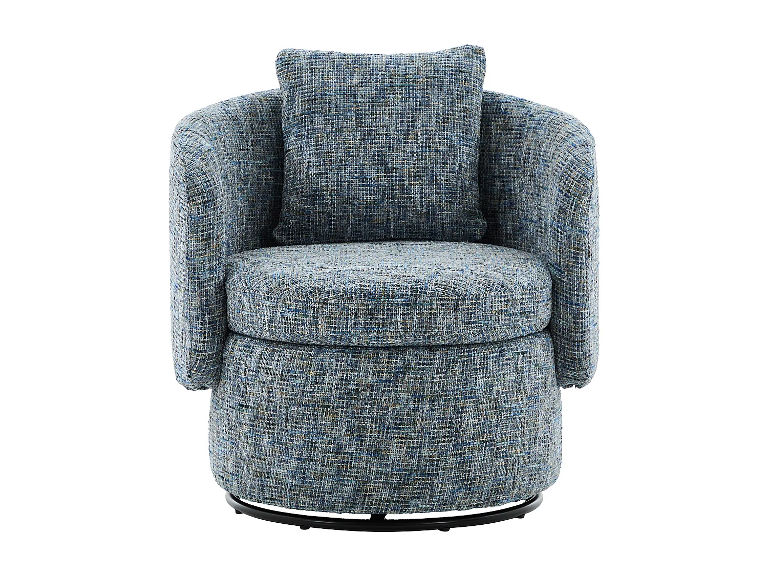 Sillón con respaldo acolchado y función giratoria - Chenilla azul - para sala de estar y oficina