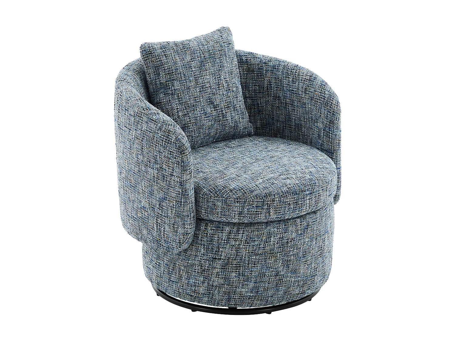 Sillón con respaldo acolchado y función giratoria - Chenilla azul - para sala de estar y oficina