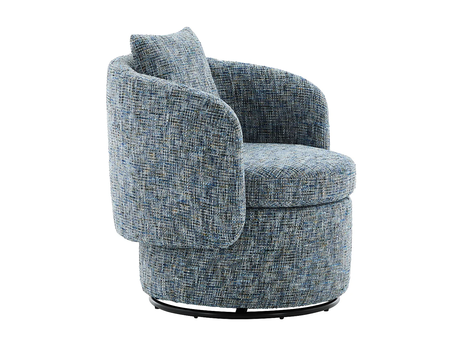 Sillón con respaldo acolchado y función giratoria - Chenilla azul - para sala de estar y oficina