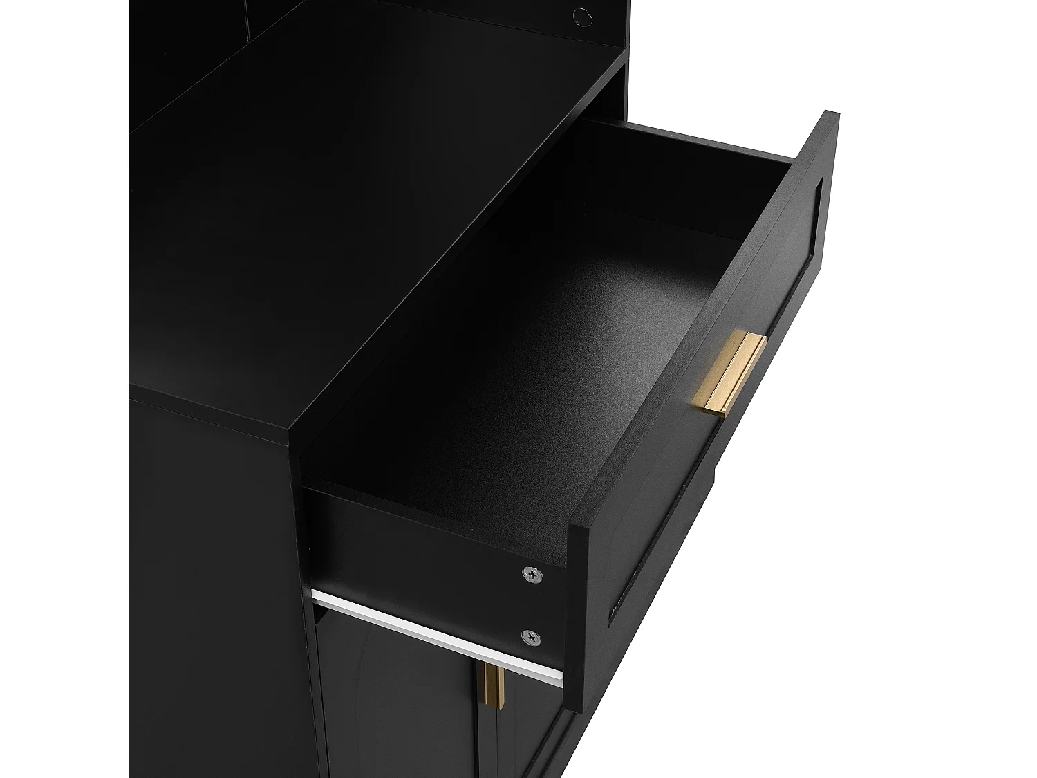 Perchero negro con espejo, 1 cajón y 3 puertas – para entradas y pasillos